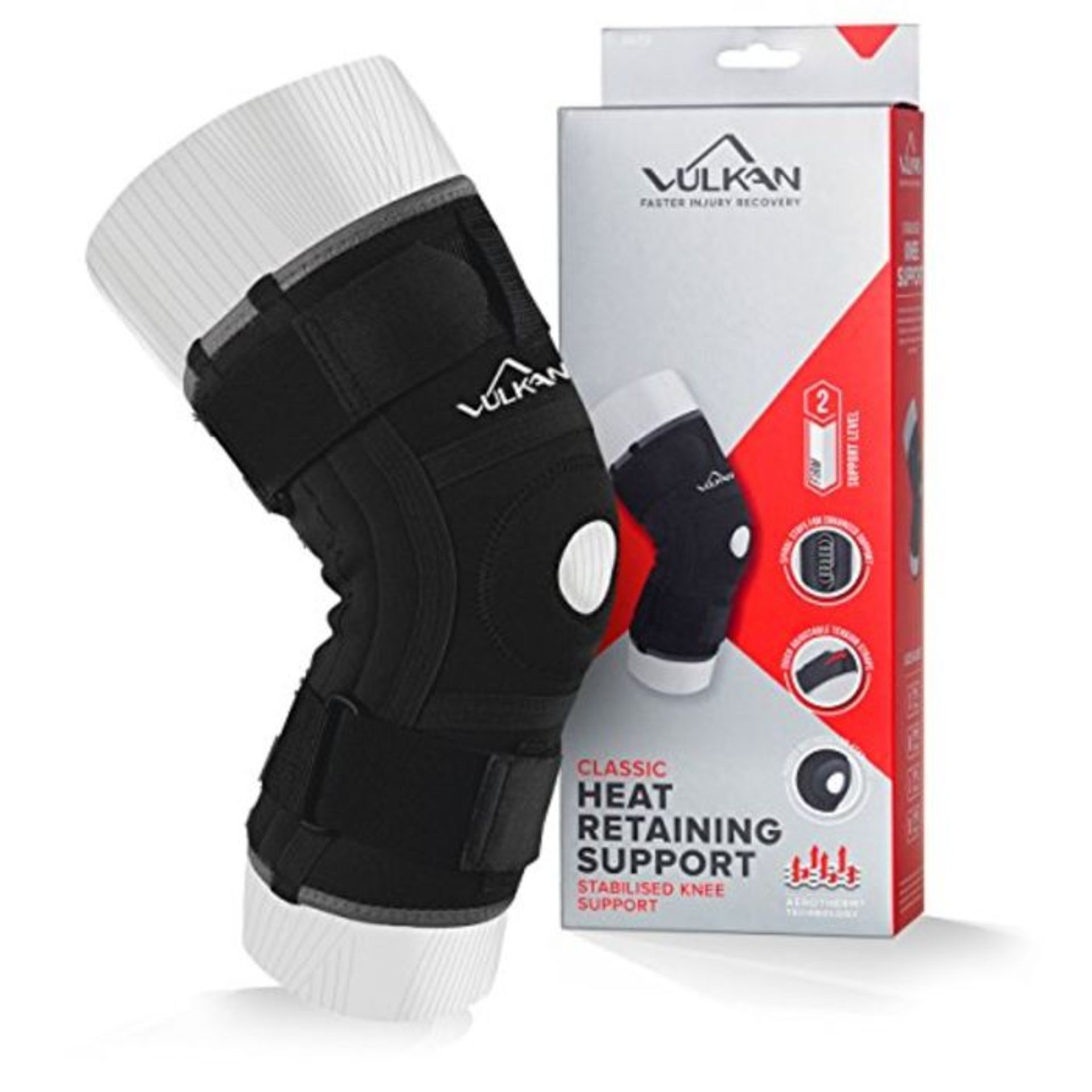 Vulkan Classic Stabilised Knee & Patella Support Brace for Men and Women with Heat Ret