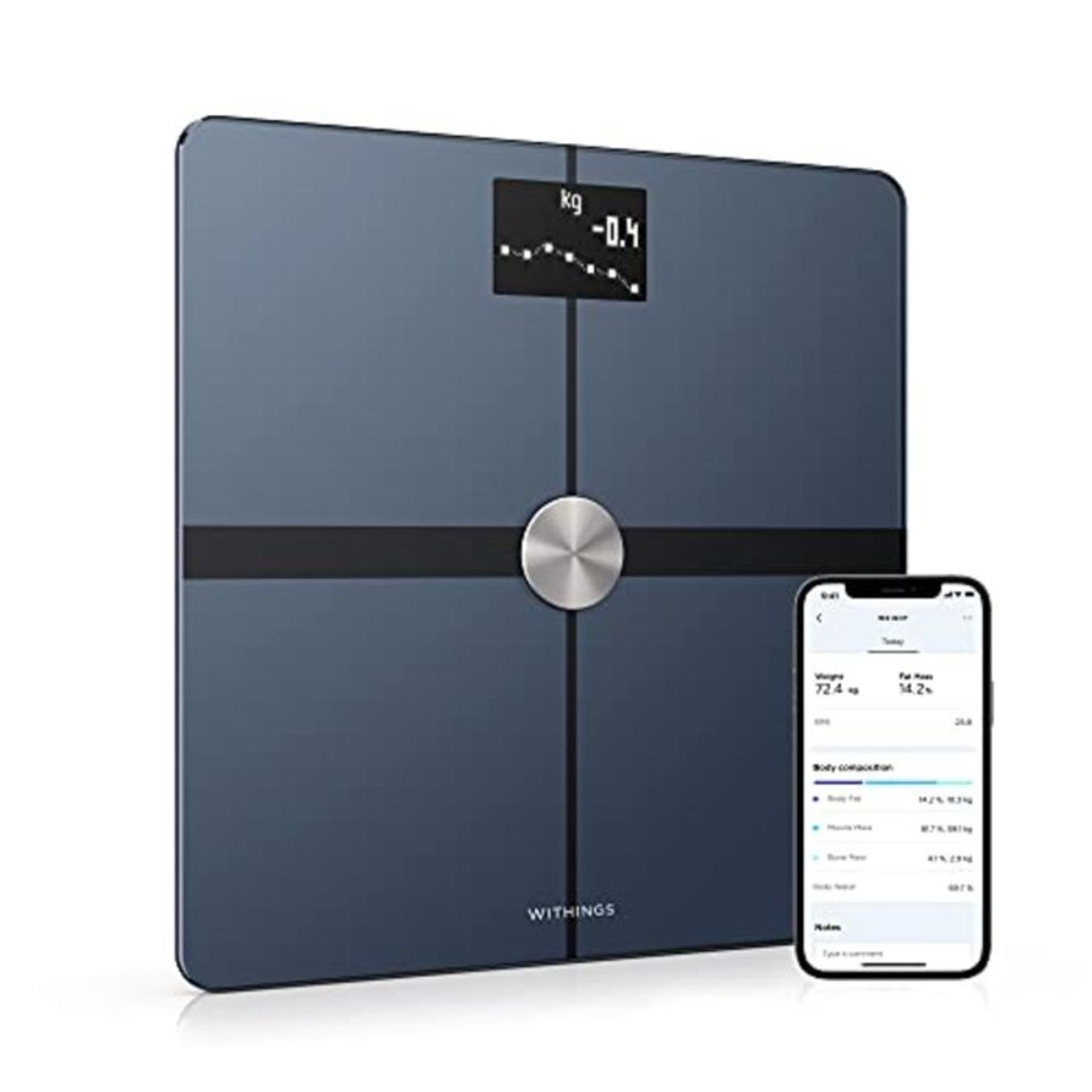 RRP £90.00 Withings Body - Wi-Fi Body Composition Smart Scale, Body Fat Monitor, BMI, Muscle Mas