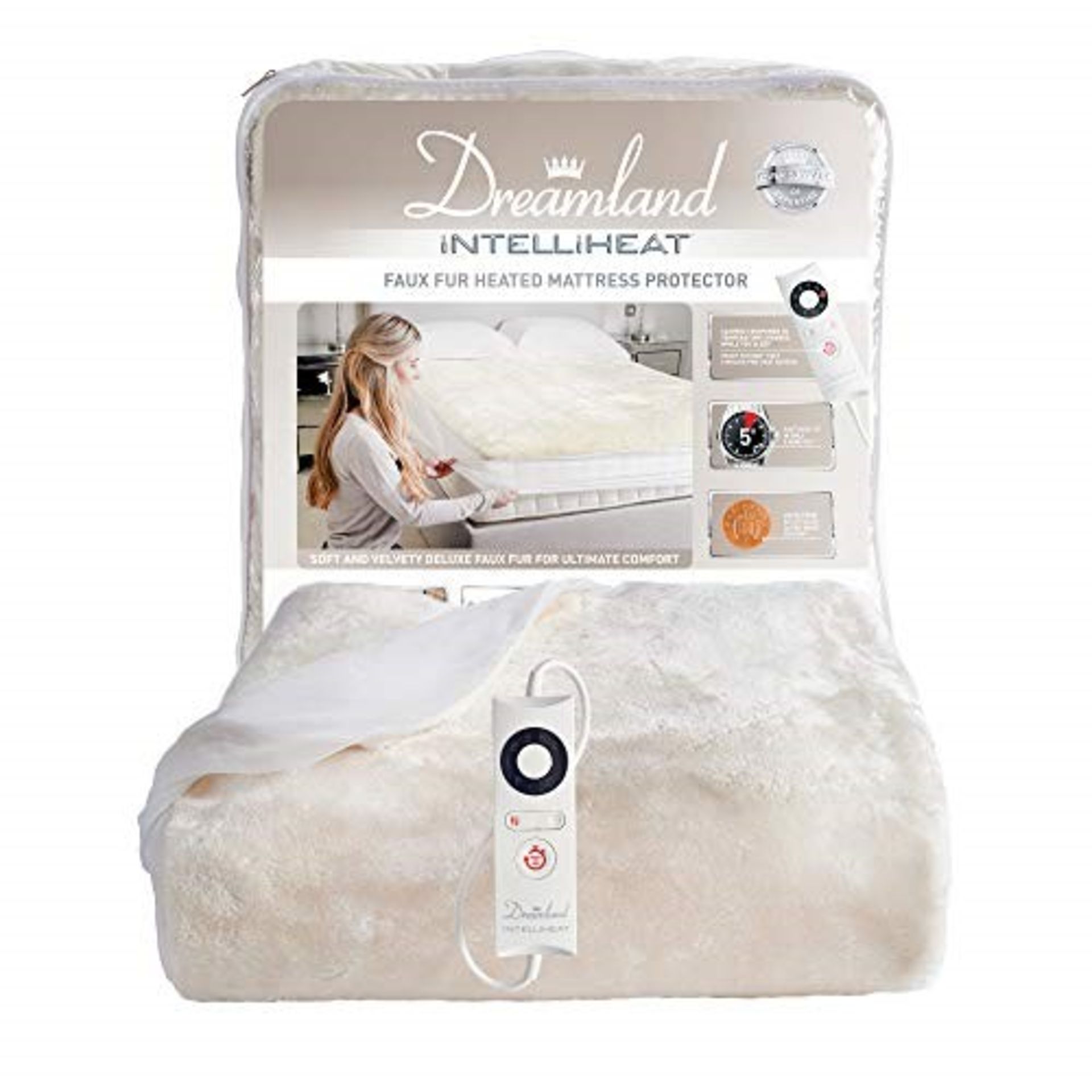 RRP £55.00 Dreamland Intelliheat Faux Fur Electric Mattress Protector, 16307, Size Single 190 X 9