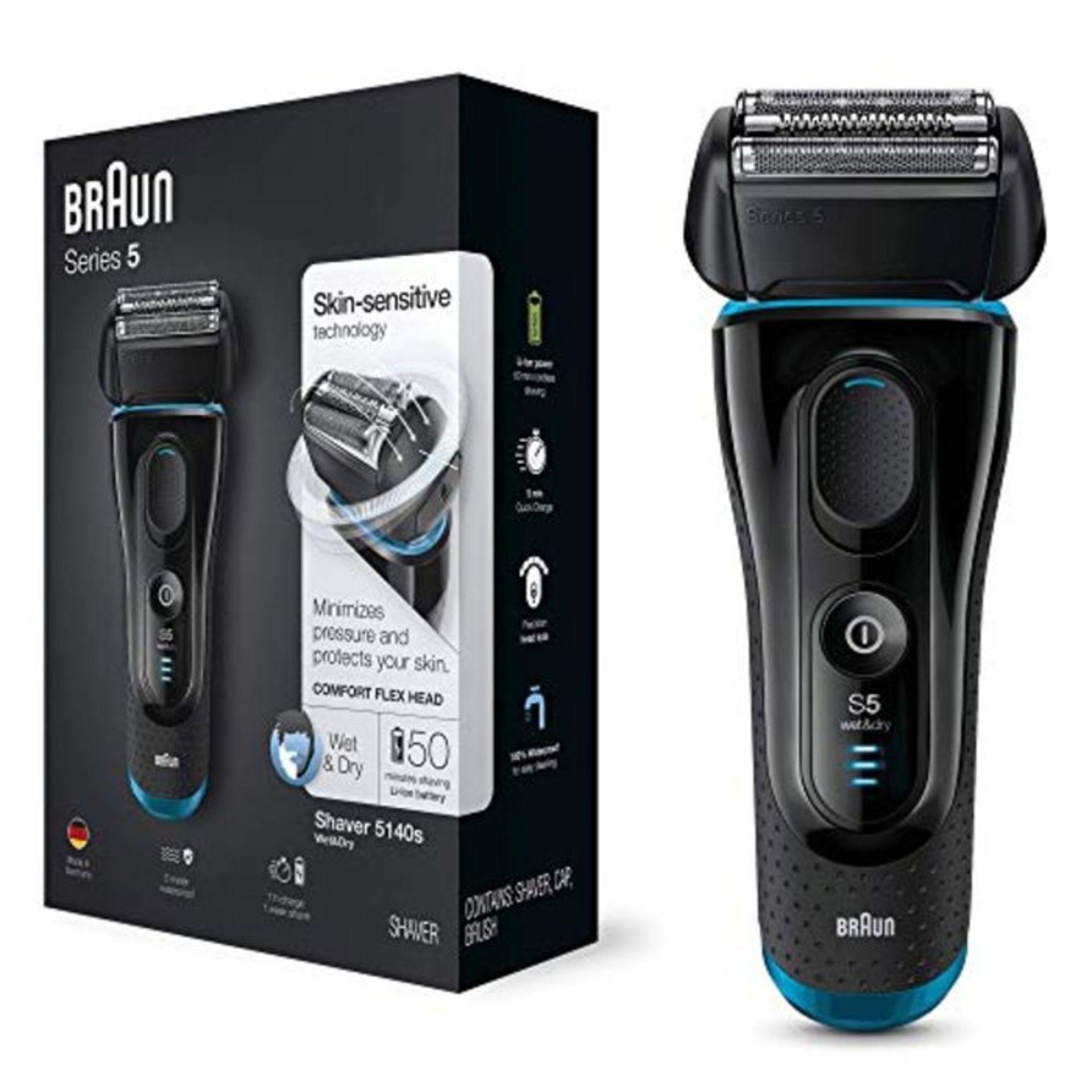 RRP £105.00 [INCOMPLETE] [CRACKED] Braun Series 5 5140s Mens Electric Foil Shaver Wet and Dry Pop