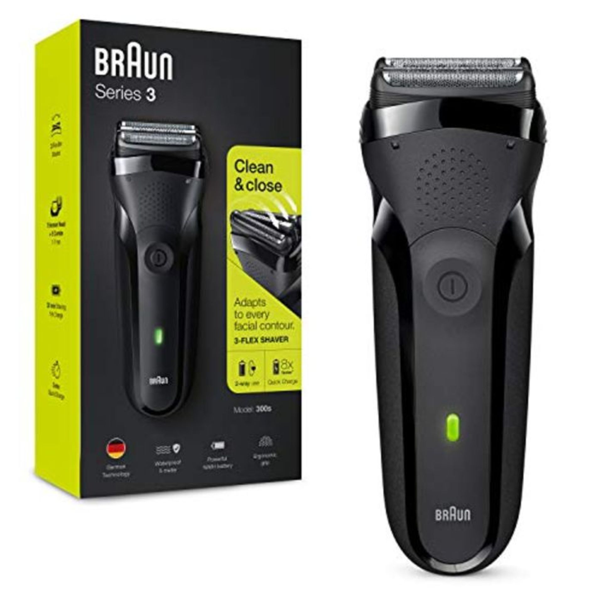 Braun Series 3 300 Electric Shaver Electric Razor for Men with 3 Flexible Blades Recha