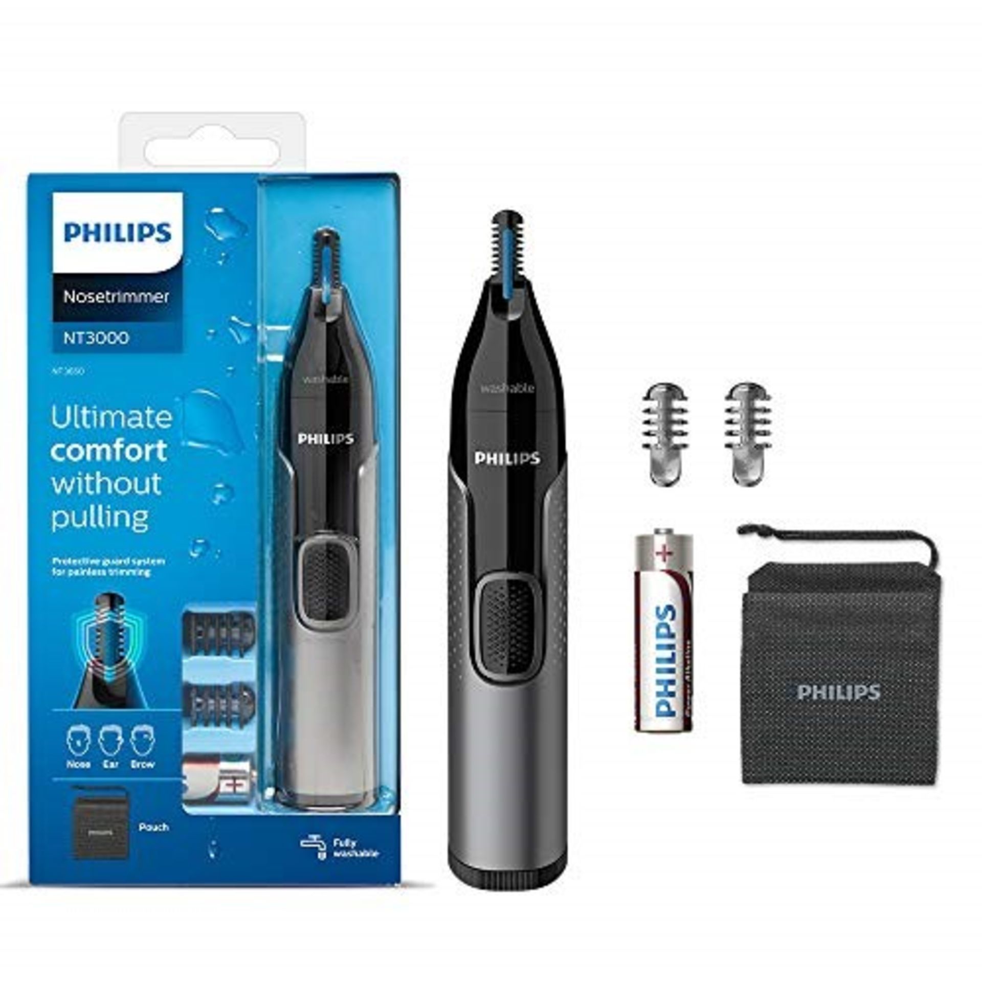 Philips Nose Hair Trimmer, Series 3000 Nose, Ear and Eyebrow Trimmer Showerproof with