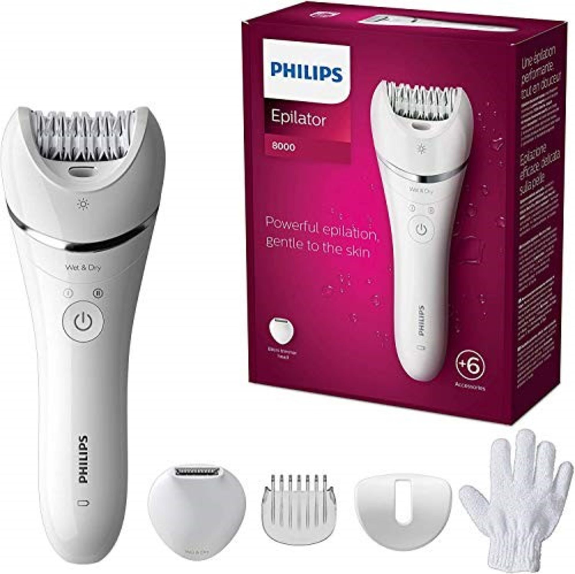 RRP £120.00 Philips Epilator Series 8000, Wet & Dry hair removal for legs and body, Powerful epila