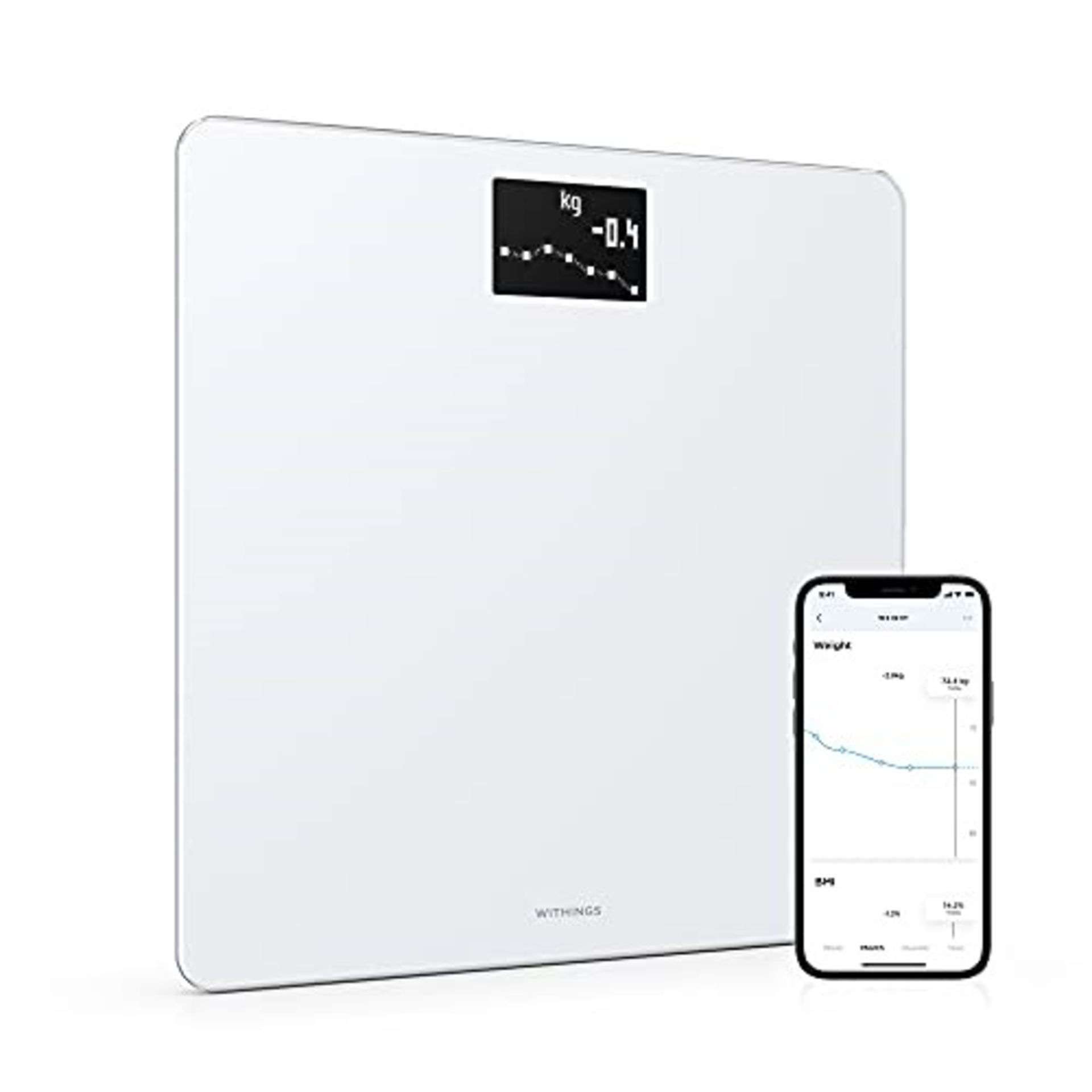 RRP £56.00 Withings Body - Wi-Fi Smart Scale Tracks BMI, Digital Weight Bathroom Scale, App Sync