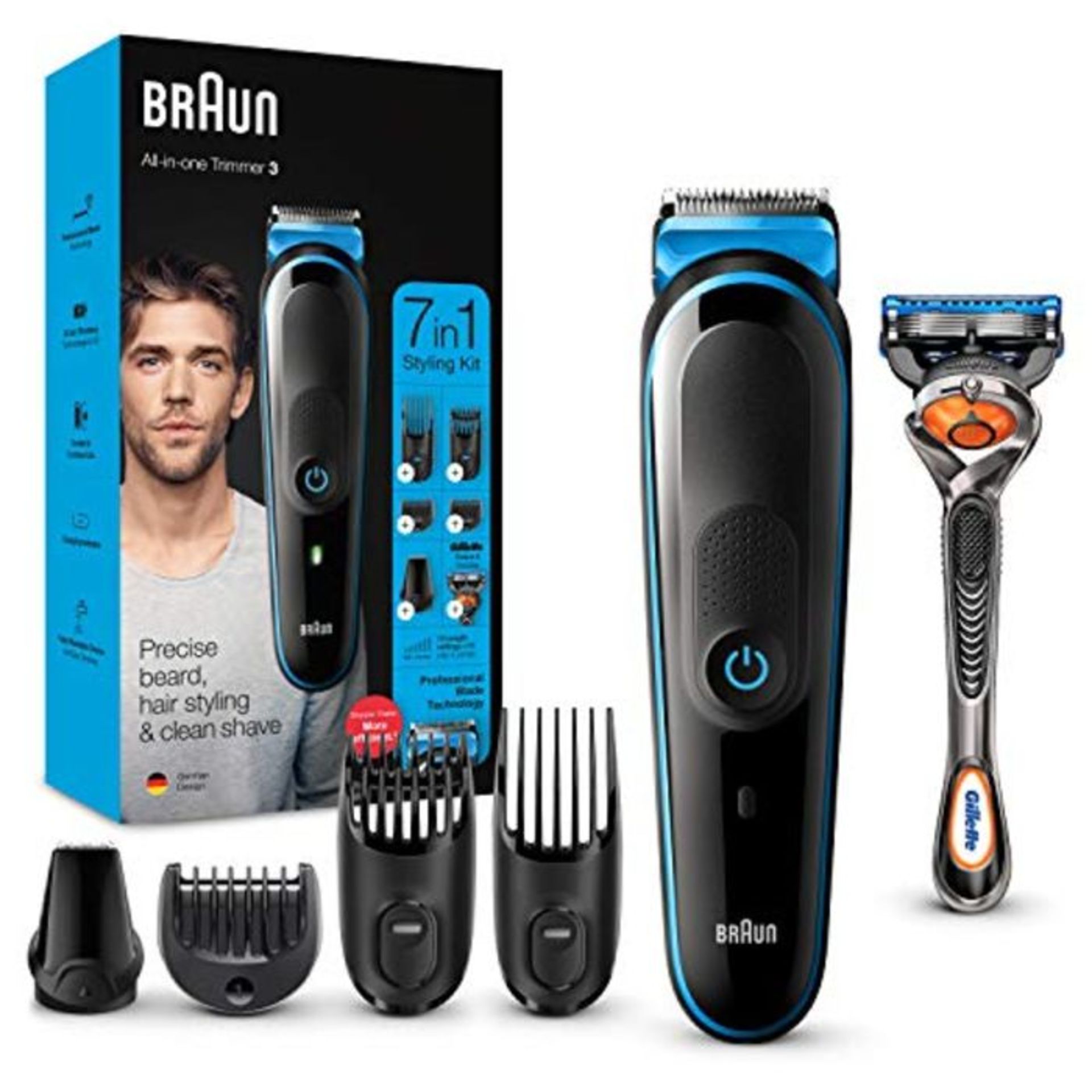 Braun 7-in-1 All-in-one Trimmer 3 MGK3245, Beard Trimmer for Men, Hair Clipper and Fac