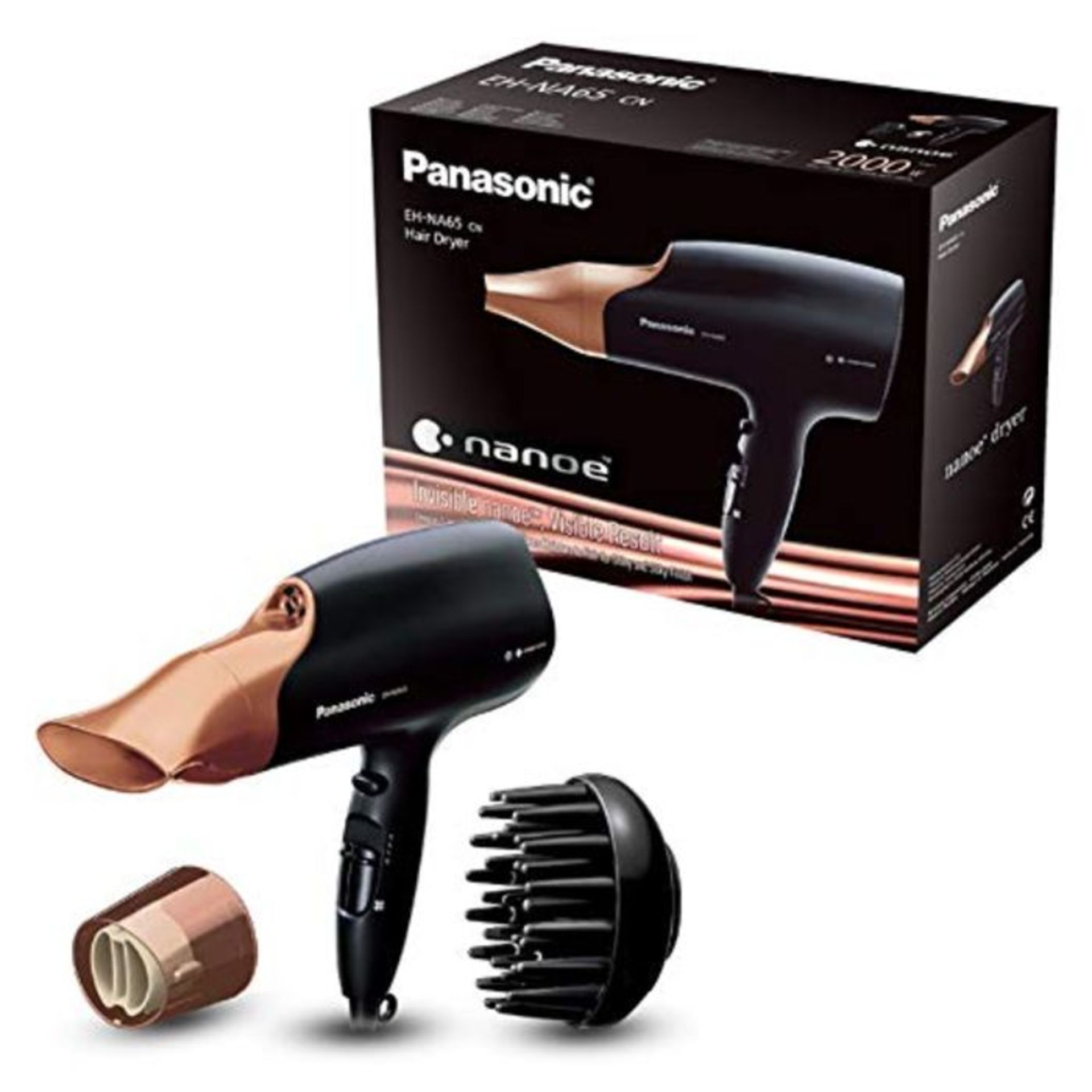 RRP £59.00 [CRACKED] Panasonic EH-NA65CN Nanoe Hair Dryer with Diffuser for Visibly Improved Shin