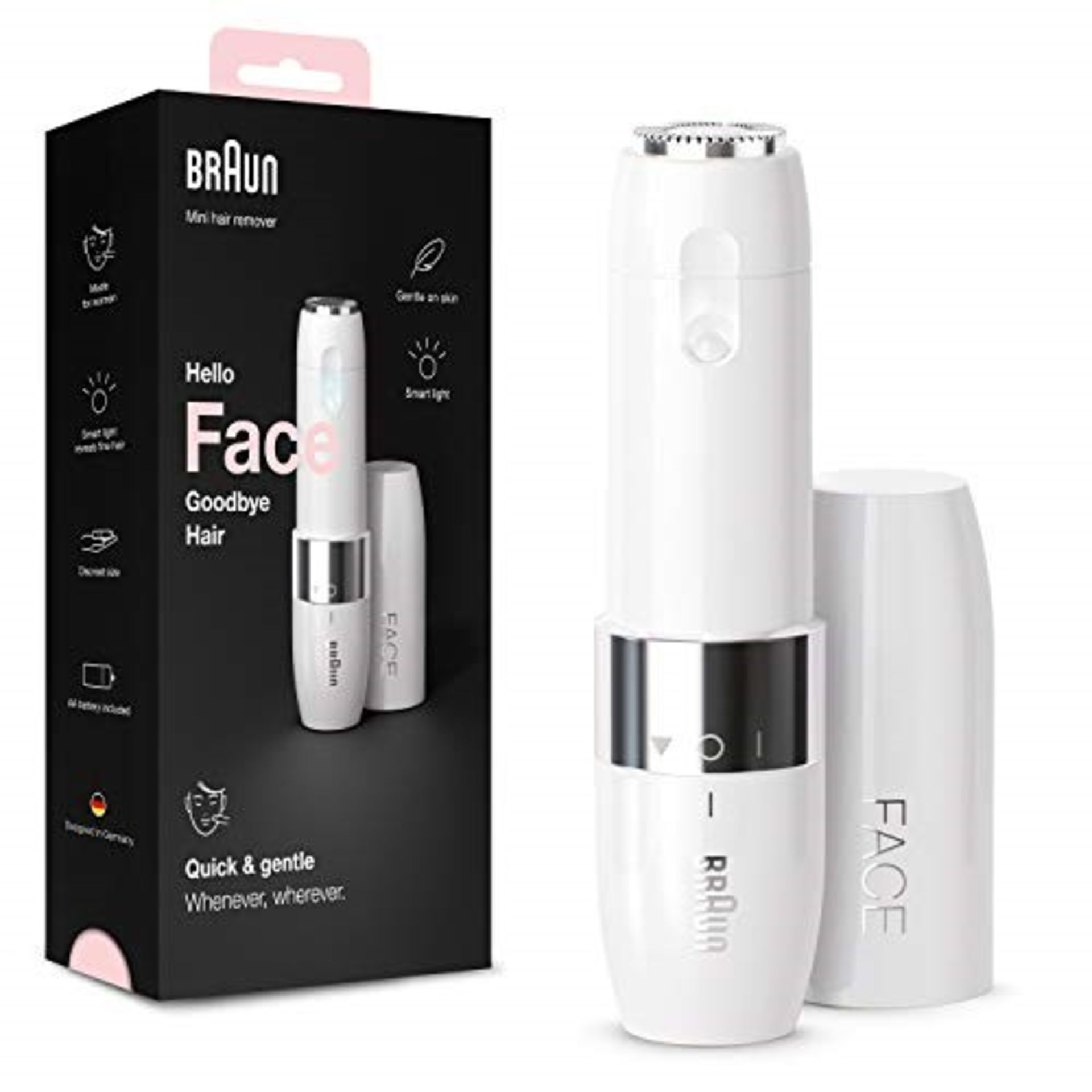 Braun Face Mini Hair Remover FS1000, Electric Facial Hair Removal for Women, White