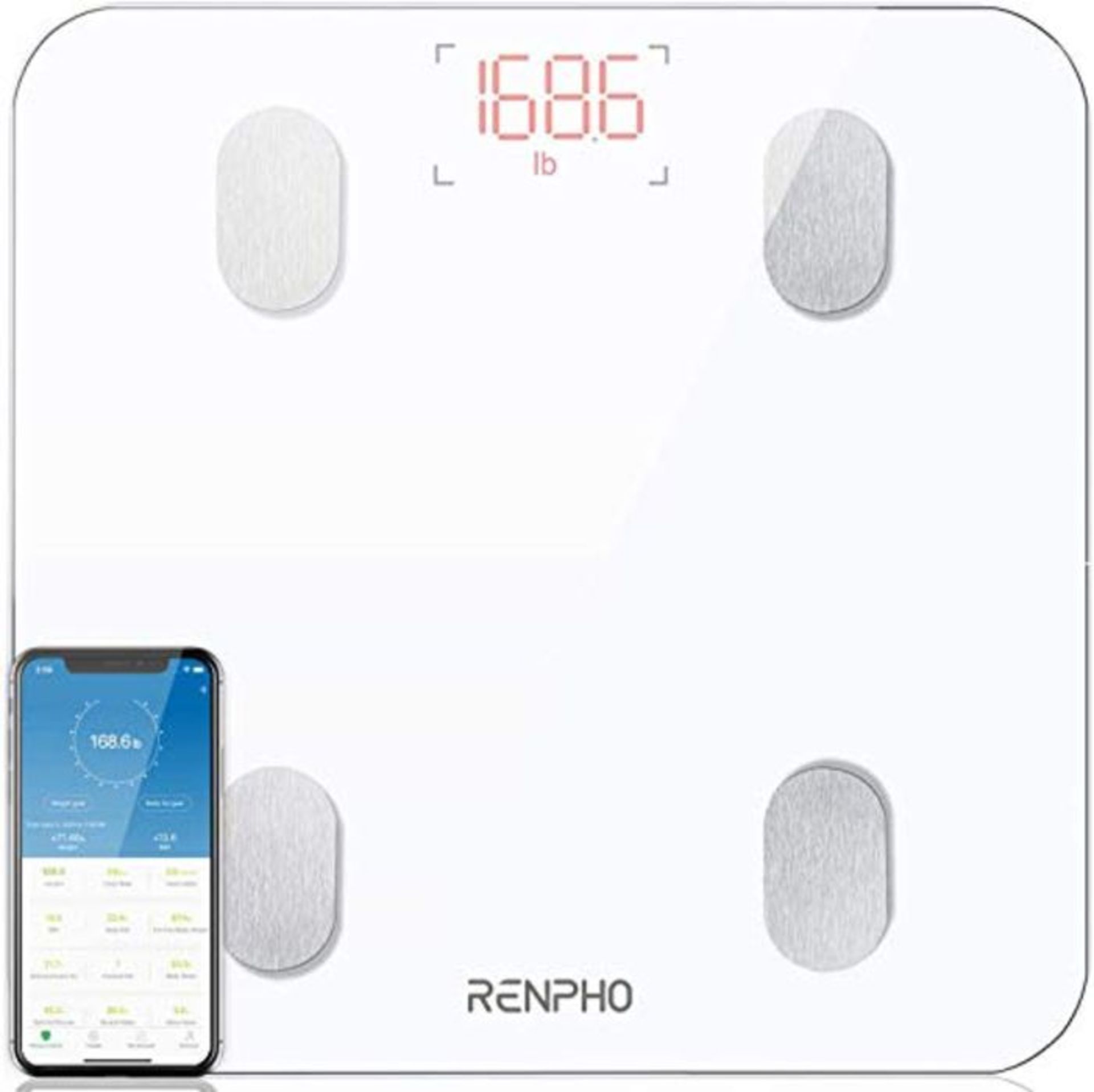 Bluetooth Body Fat Scale, RENPHO Digital Smart Bathroom Weight Scales for Body Composi