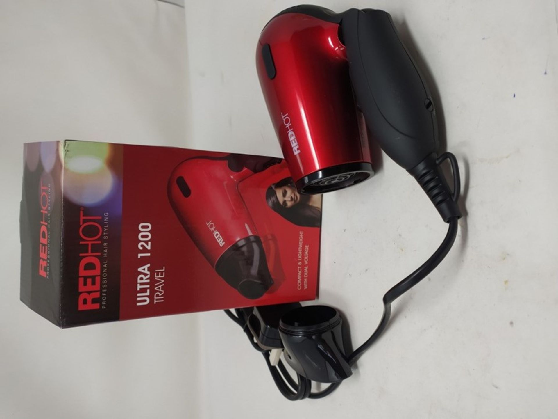 Red Hot 37070 Professional Style Compact 1200W Travel Hair Dryer with Folding Handle D - Image 2 of 2