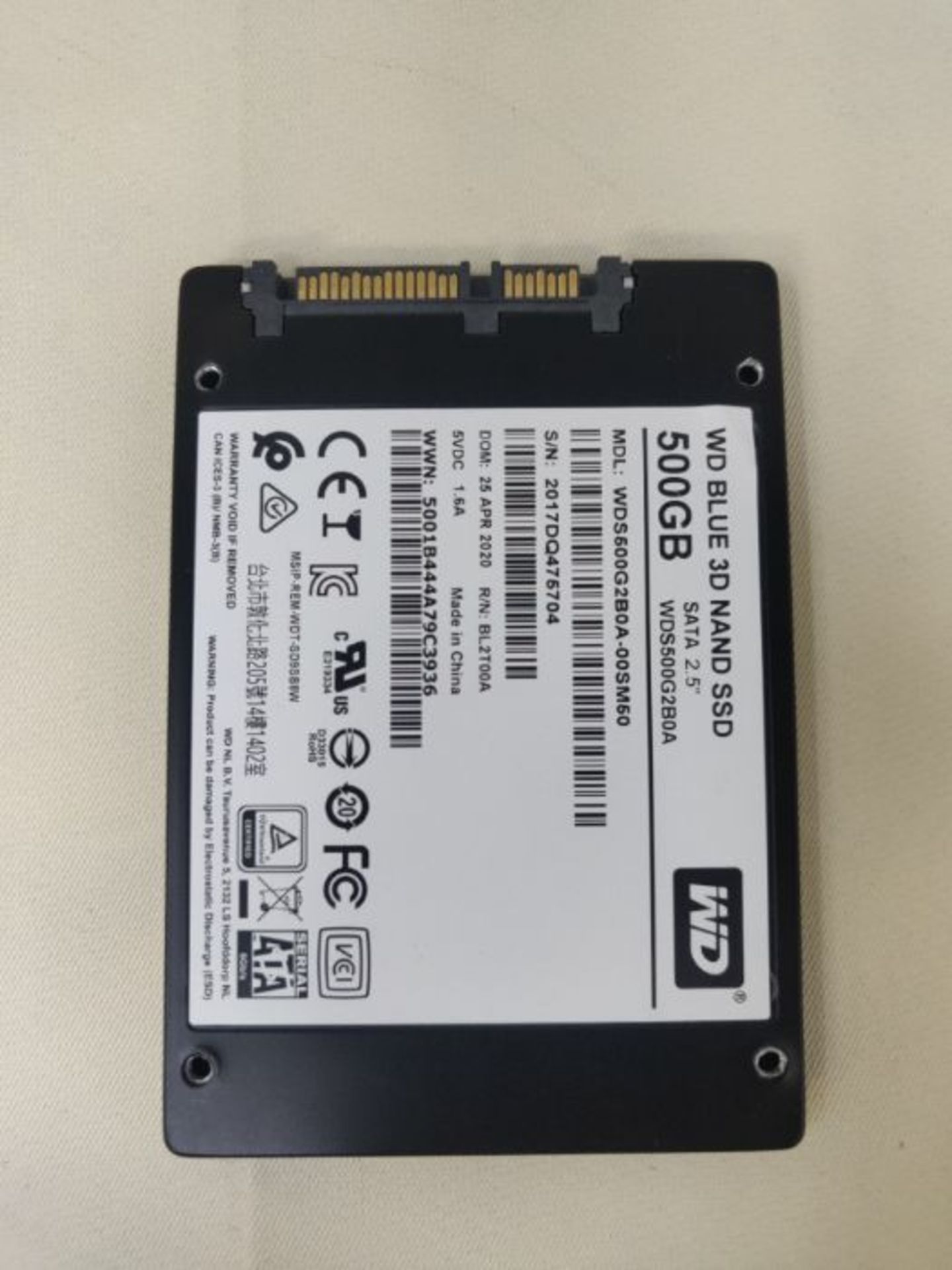 Western Digital WDS500G2B0A WD Blue 3D NAND Internal SSD 2.5 Inch SATA, 500 GB - Image 3 of 3