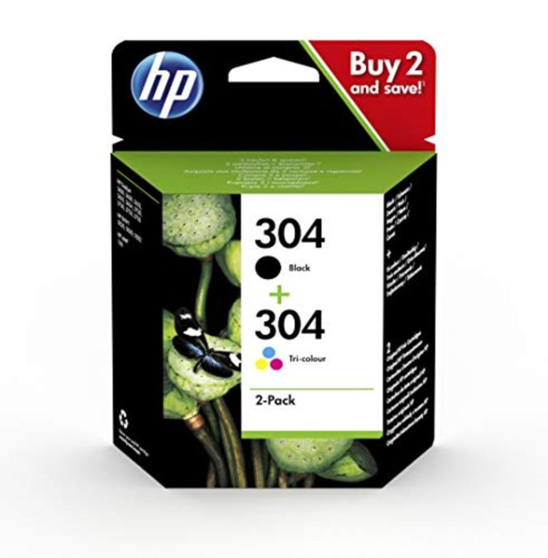 HP 3JB05AE 304 Original Ink Cartridges, Black and Tri-Colour, Multipack