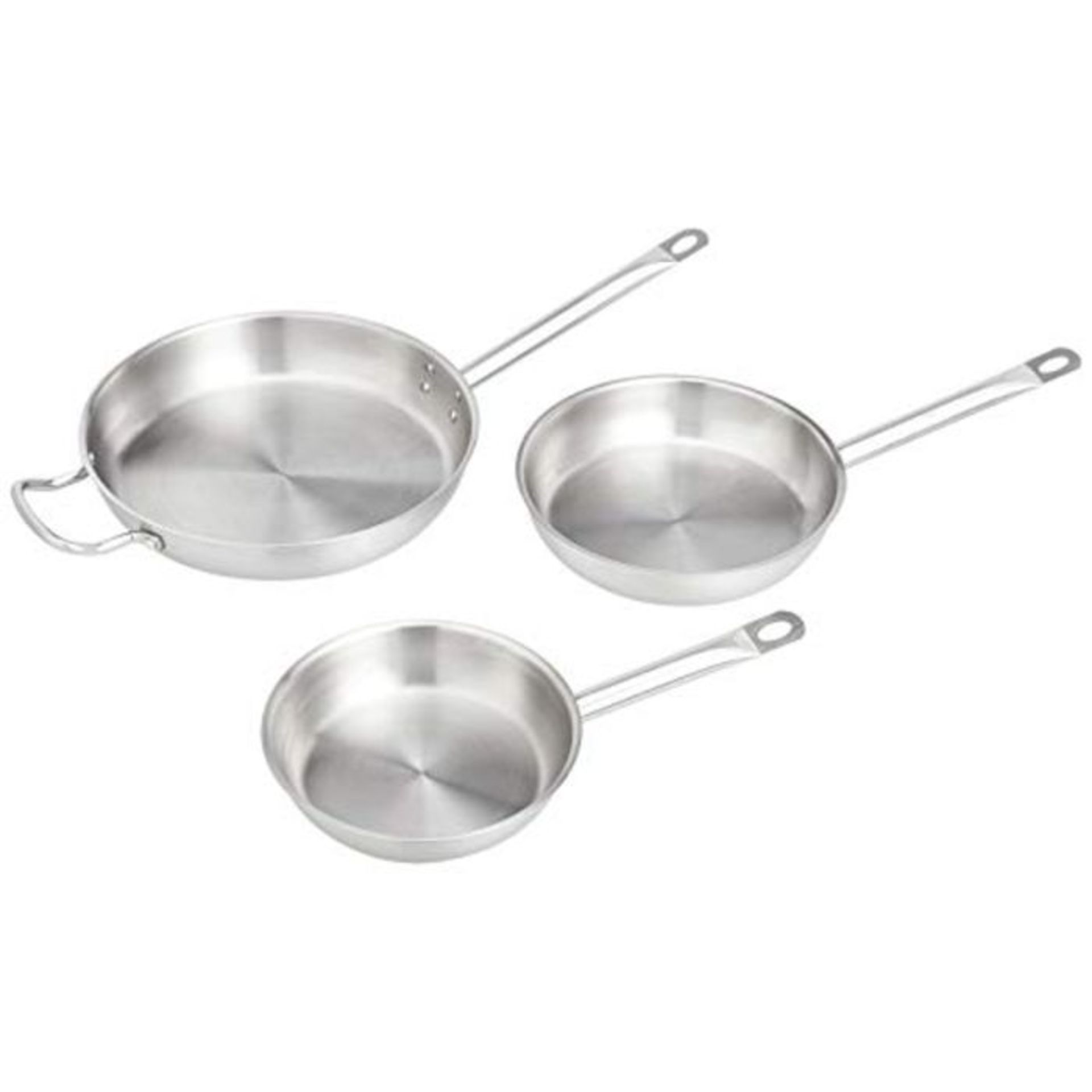 AmazonCommercial 3-Piece Stainless Steel Aluminium-Clad Frying Pan Set with 20 cm, 24