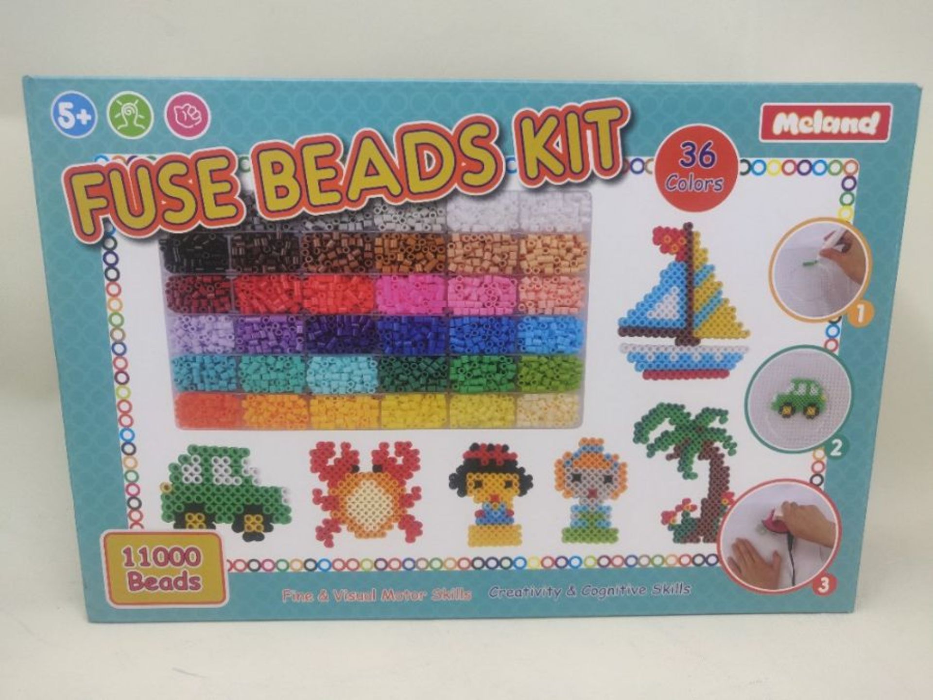 Meland Fuse Beads Kit - 11000pcs 36 Colors Iron Beads Set for Kids with 5 Pegboards, 2 - Image 2 of 3