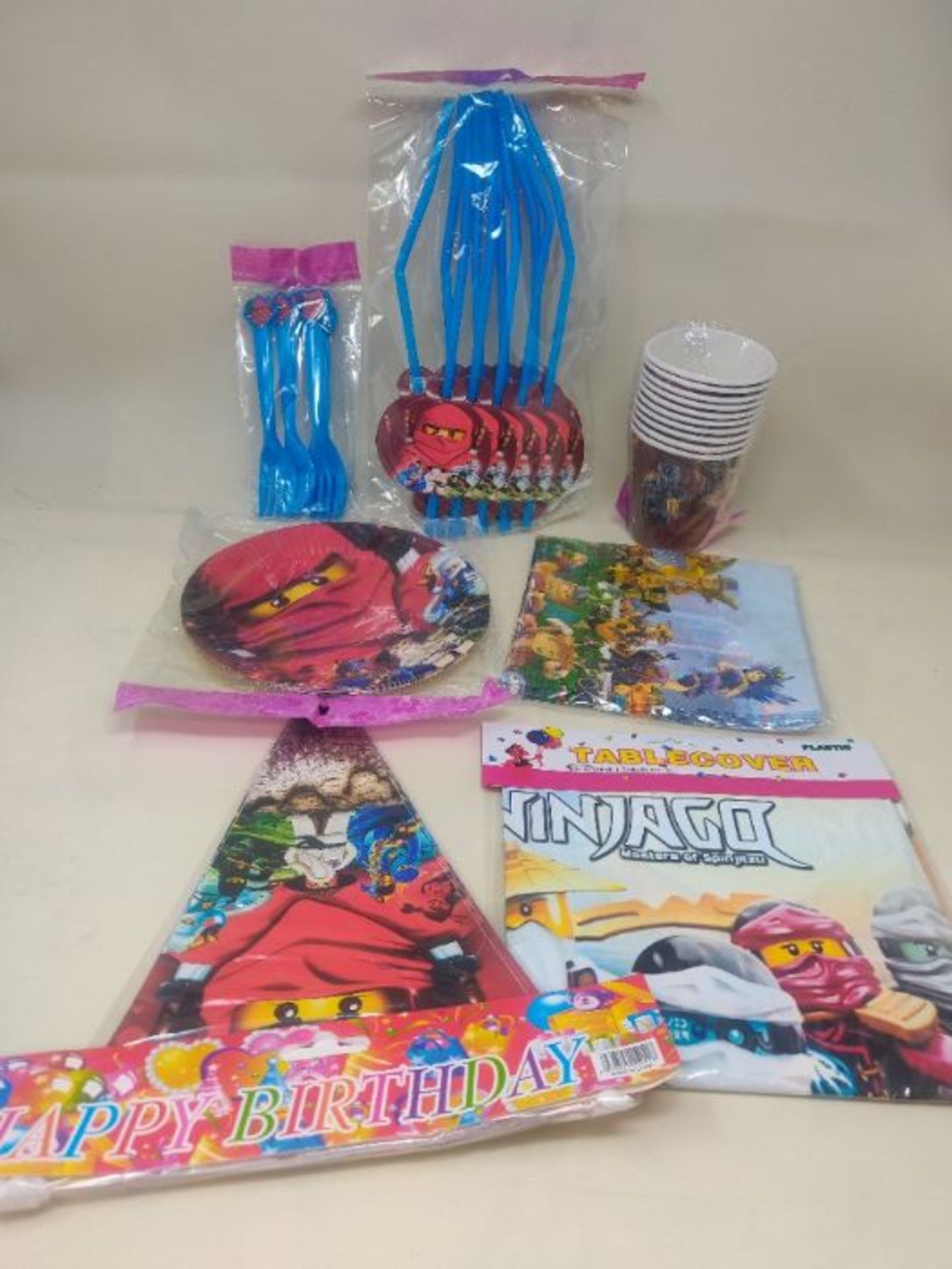 WENTS Birthday Party Set 62-Piece Ninja Birthday Party Supplies Plate Mug Napkins Birt - Image 2 of 2