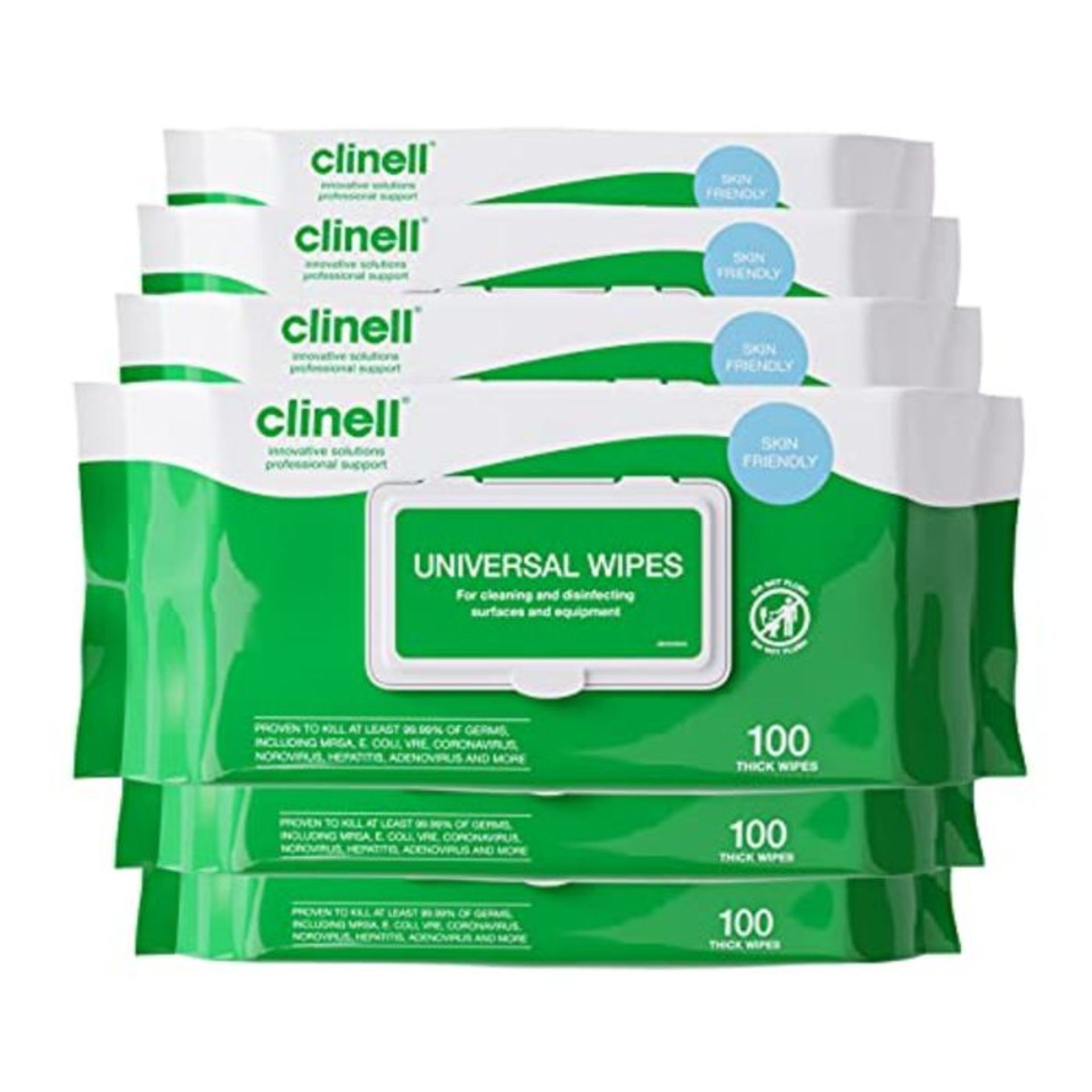 Clinell Universal Cleaning and Disinfectant Wipes for Surfaces - 6 Pack of 100 Extra T
