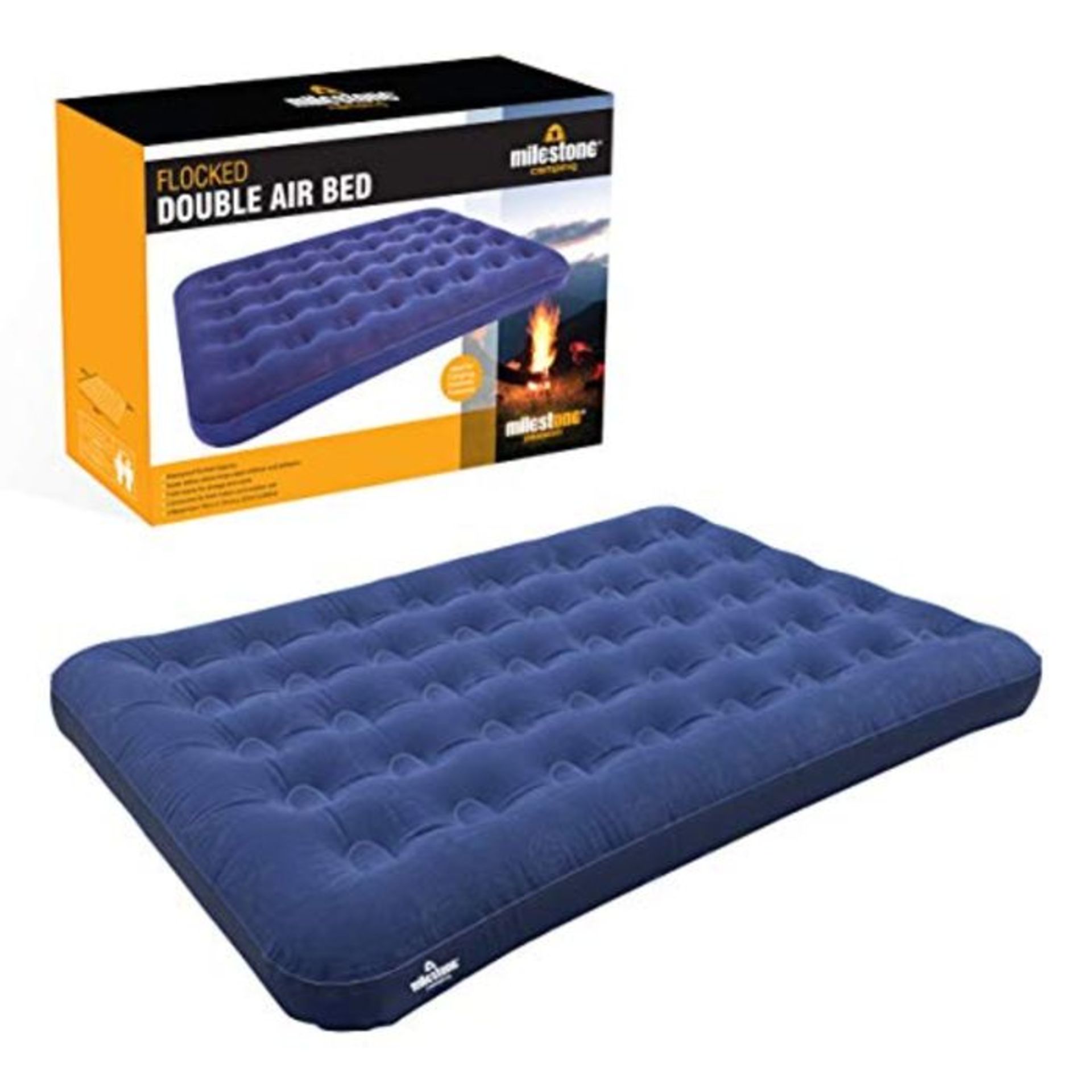 Milestone Camping Unisex's Flocked Double Airbed 88010, Blue