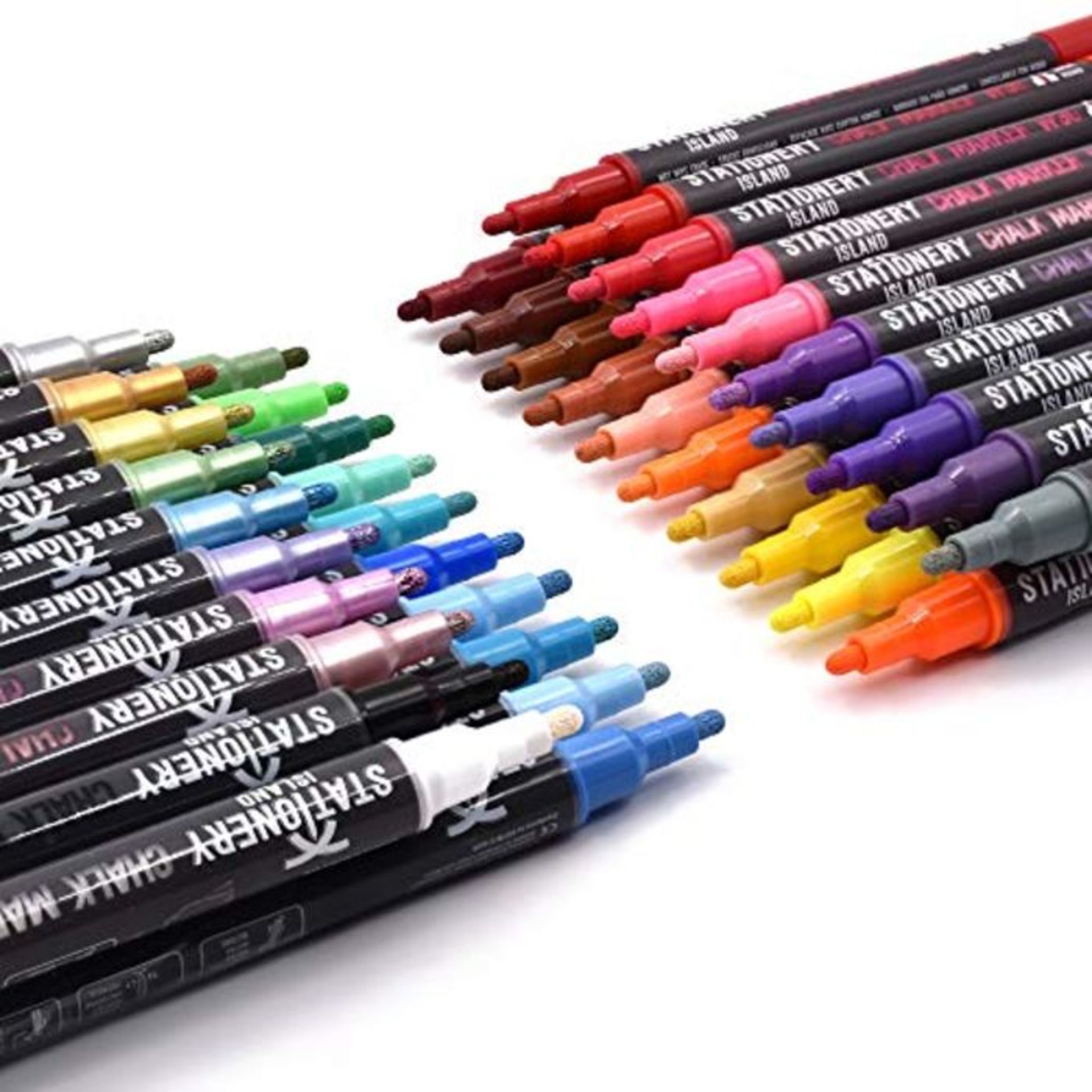 Stationery Island Chalk Pens W30 Pack Of 40 Assorted Colours  3mm Fine Bullet Nibs.