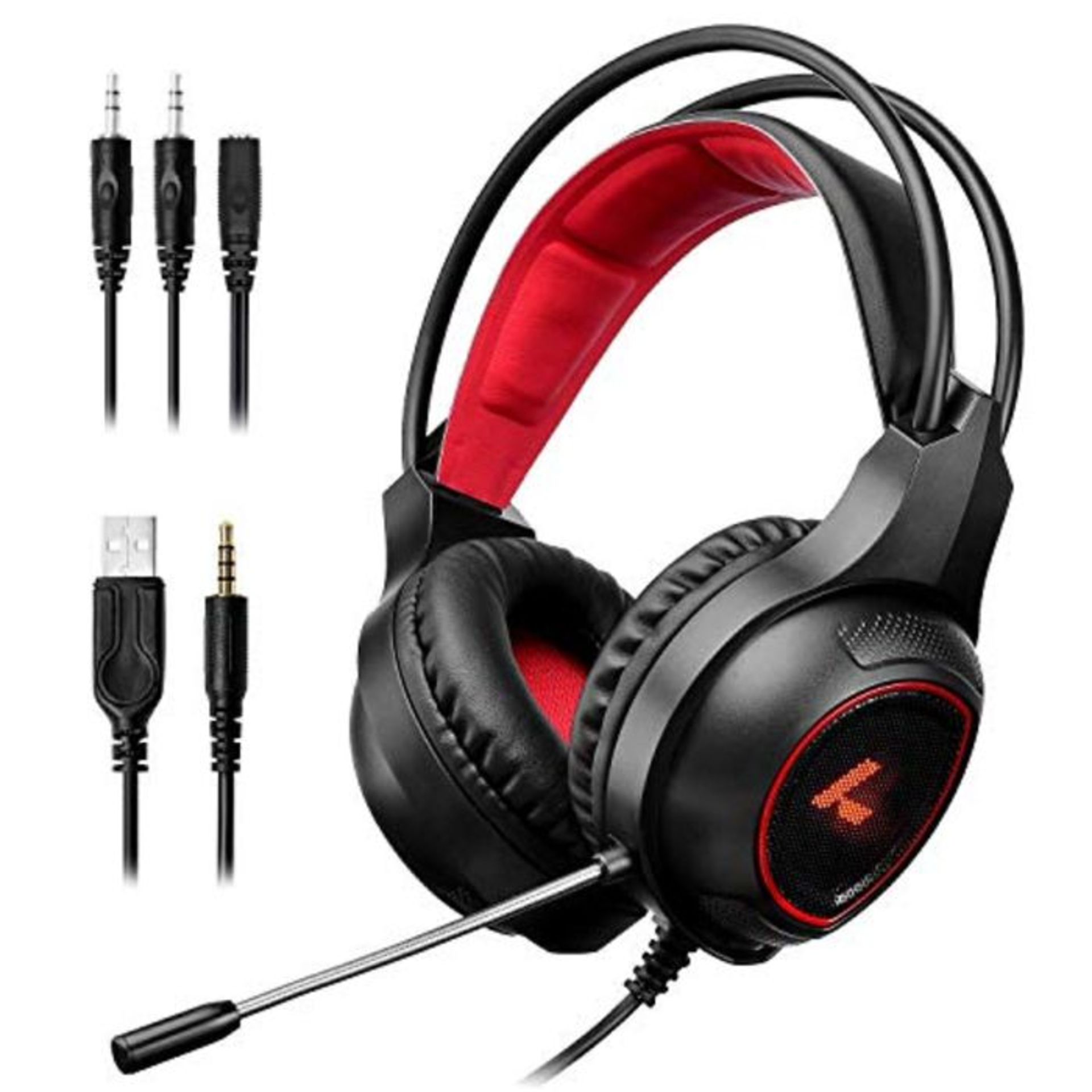 LYCANDER Gaming Headset with Microphone LED Light, 3.5mm input - for PC, PS4, Xbox One