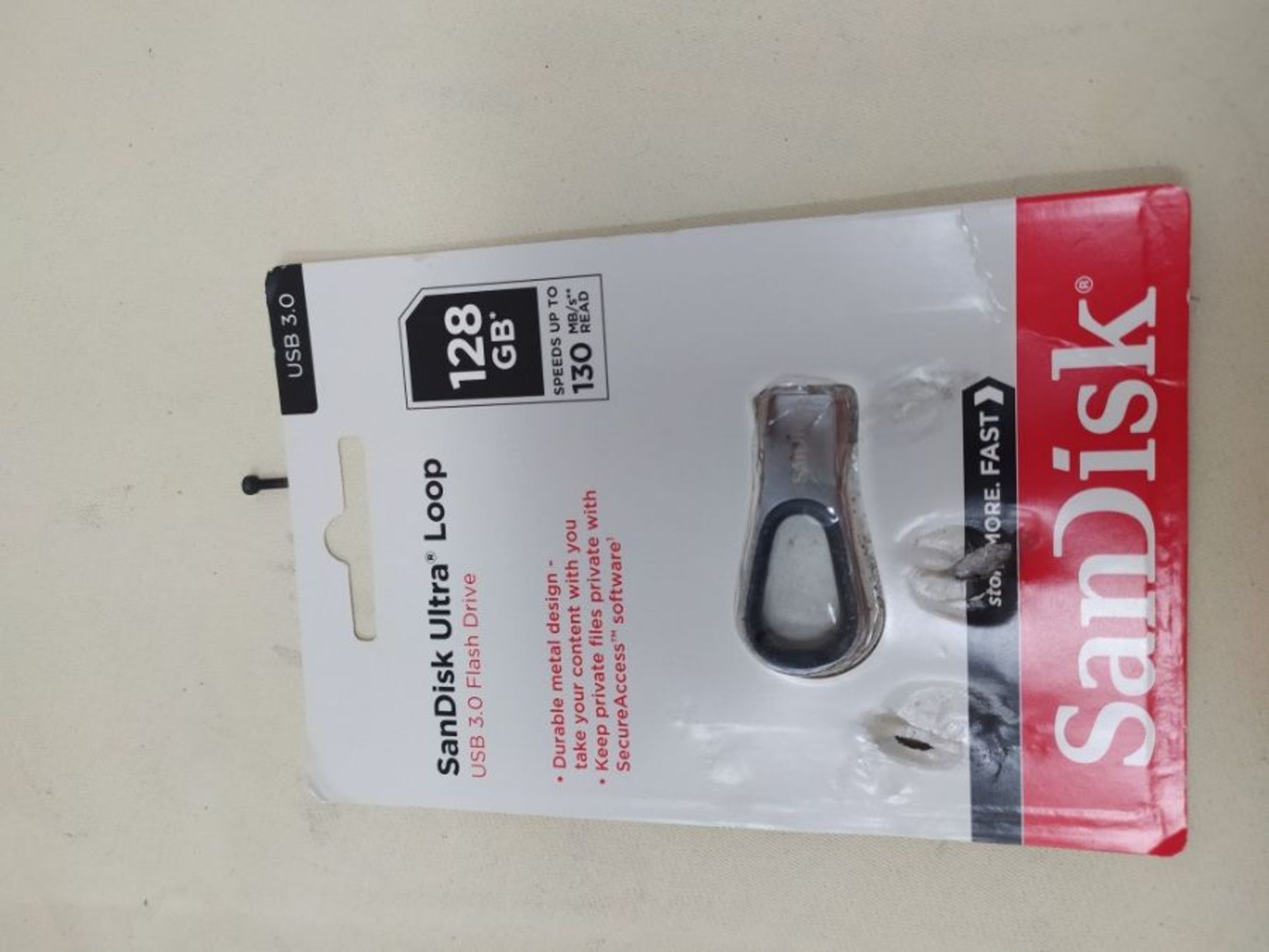 SanDisk Ultra Loop 128GB USB 3.0 Flash Drive, Silver - Image 2 of 2