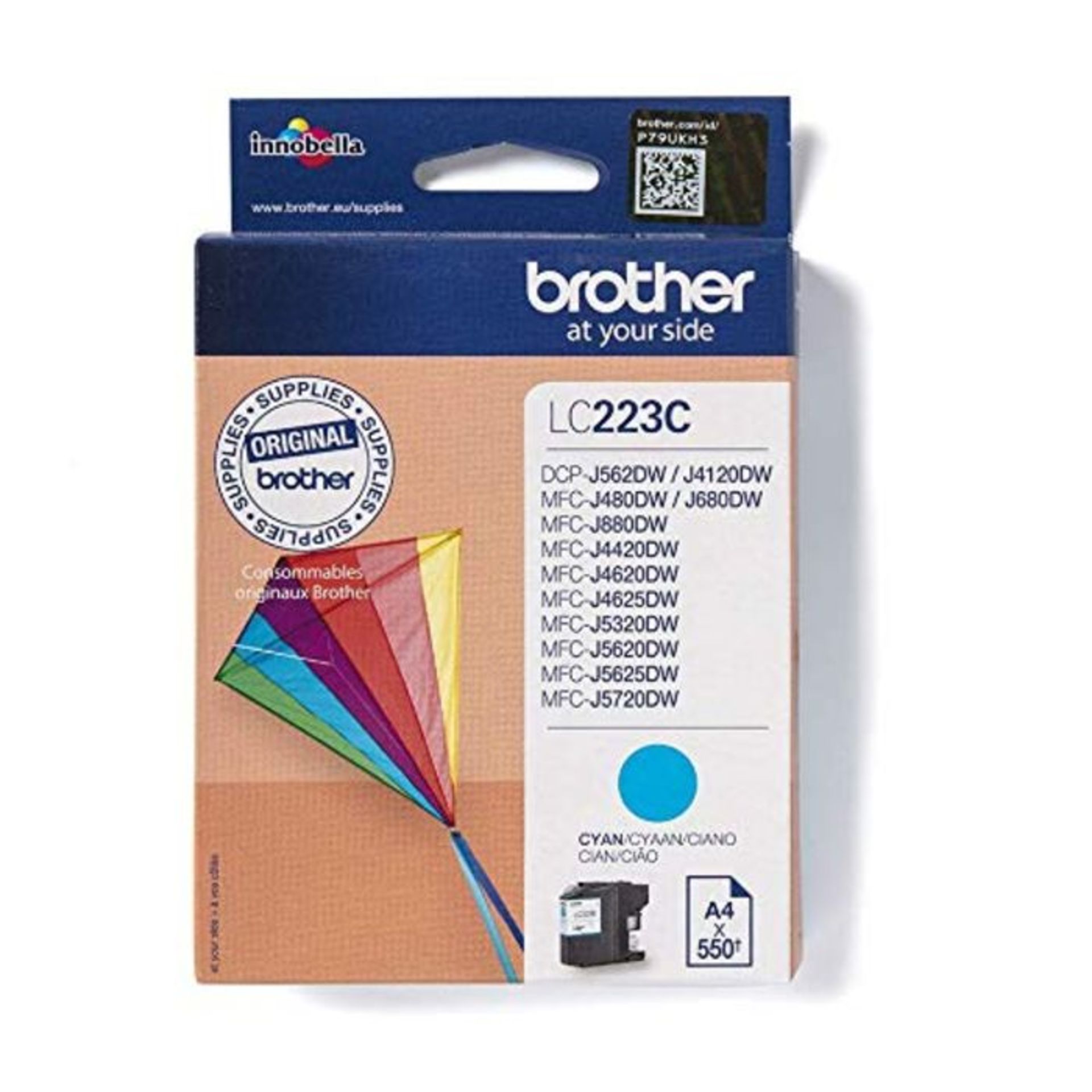 Brother LC-223C Inkjet Cartridge, Cyan, Single Pack, High Yield, Includes 1 x Inkjet C