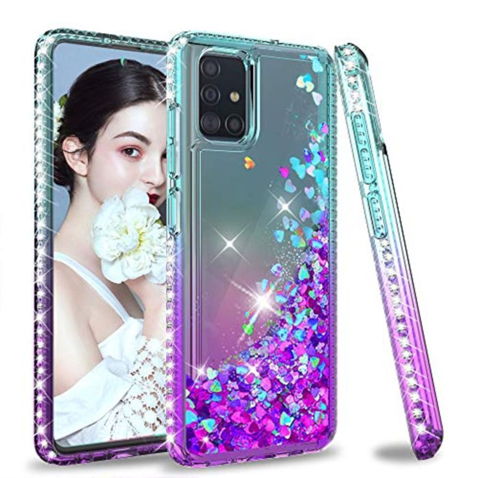LeYi for Samsung Galaxy A71 4G Case, Girl 3D Clear Glitter Quicksand Cute Personalised