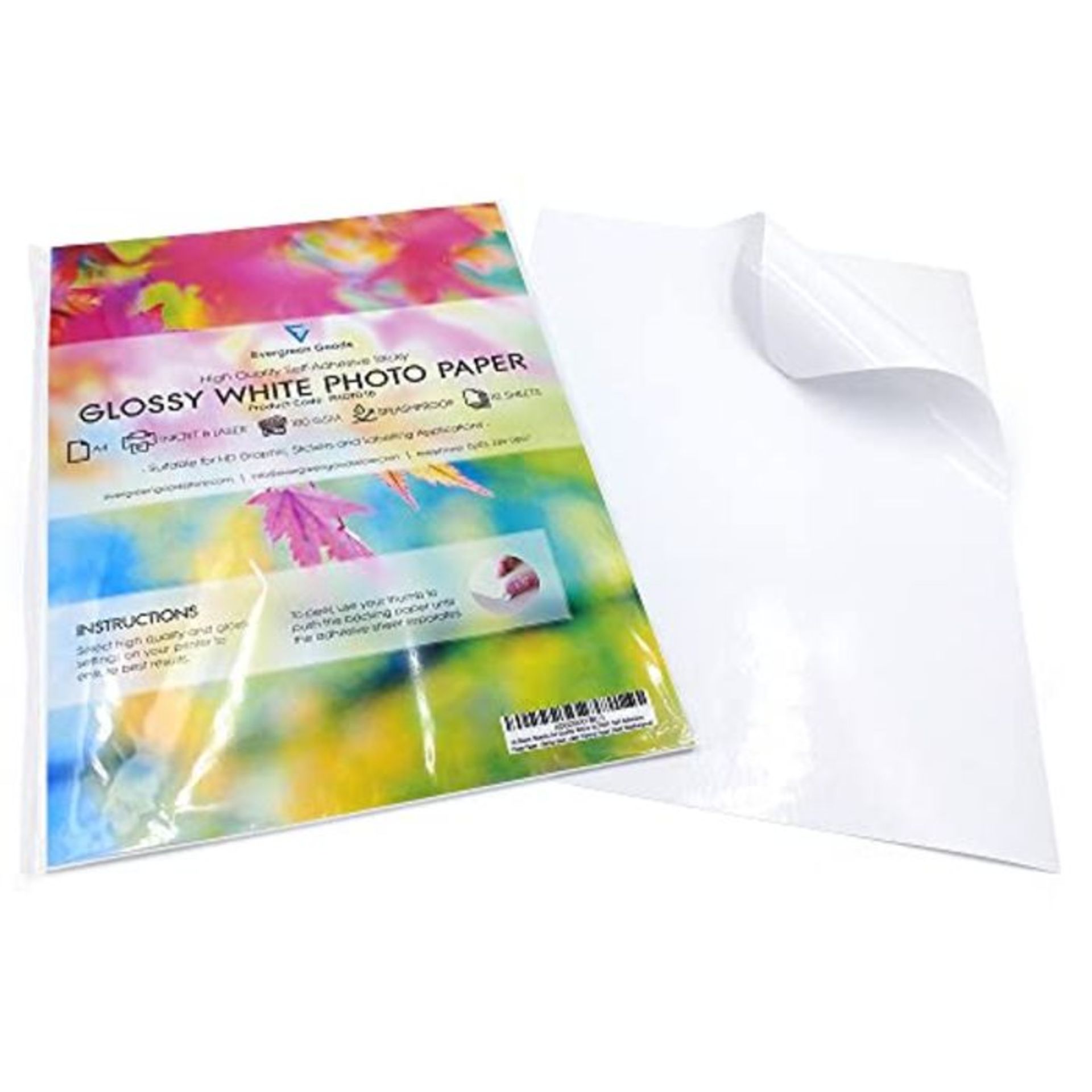 Evergreen Goods Ltd 100 Sheets A4 White Premium Glossy Self Adhesive/Sticky Back Label