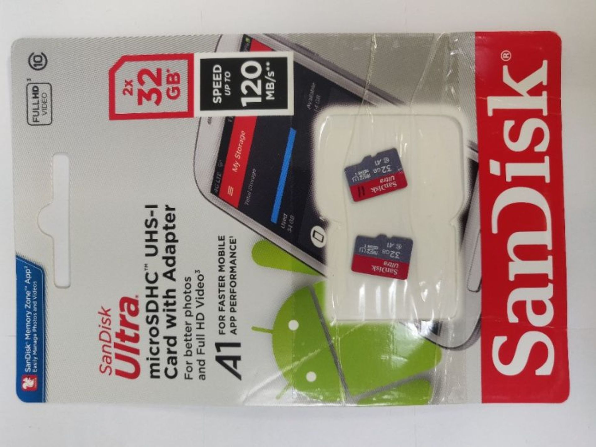 SanDisk Ultra 32 GB microSDHC Memory Card SD Adapter with A1 App Performance Up to 1 - Image 2 of 3