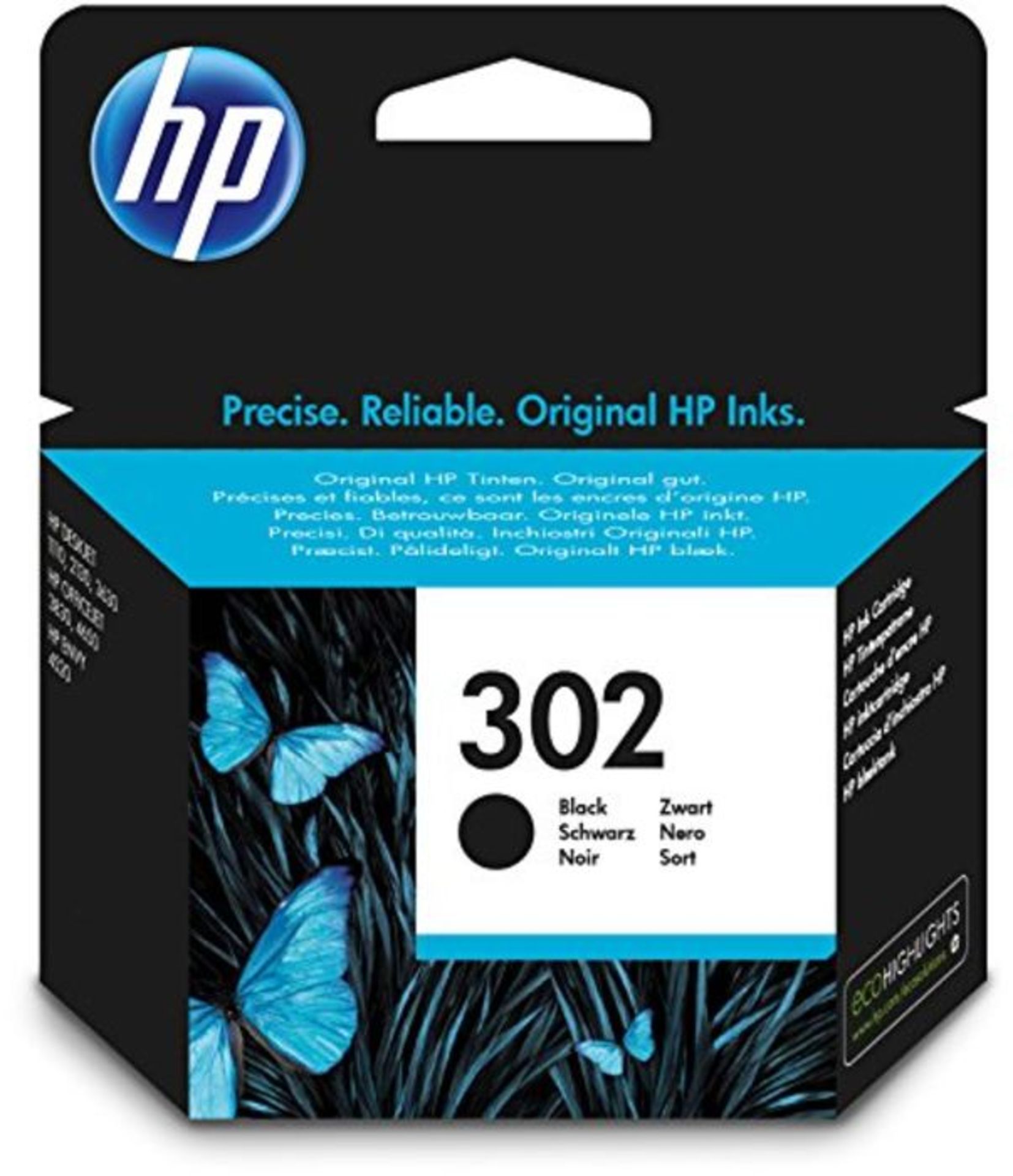 HP F6U66AE 302 Original Ink Cartridge, Black, Single Pack