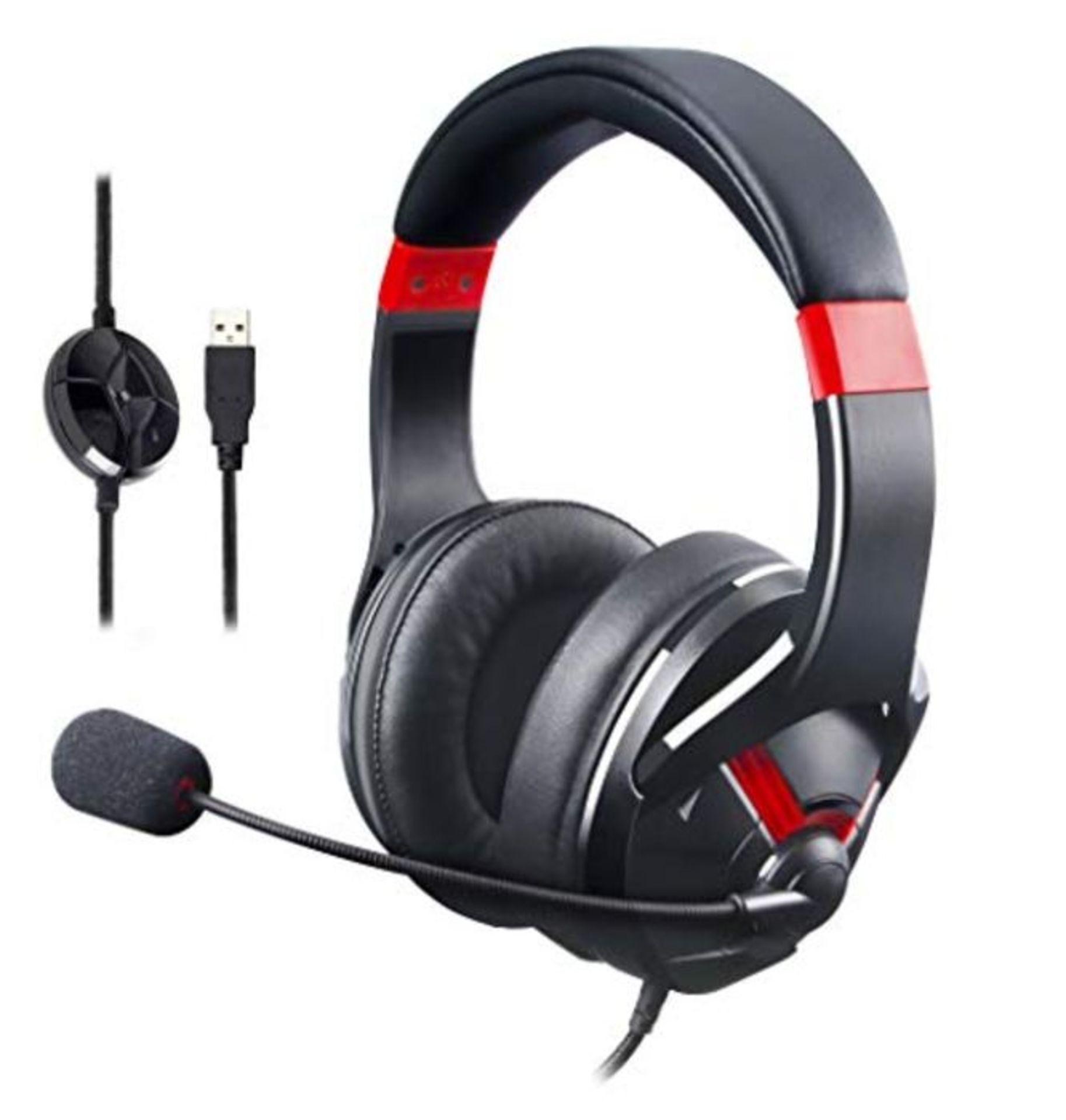 Amazon Basics Gaming Headset with Microphone for PC, Red