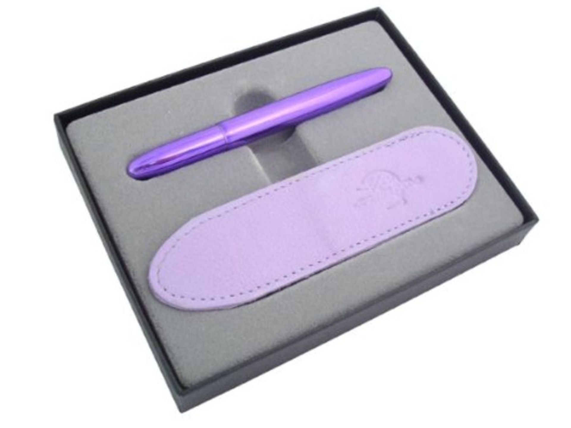 Fisher Bullet Space Pen with Purple Leather Pouch - Purple Passion