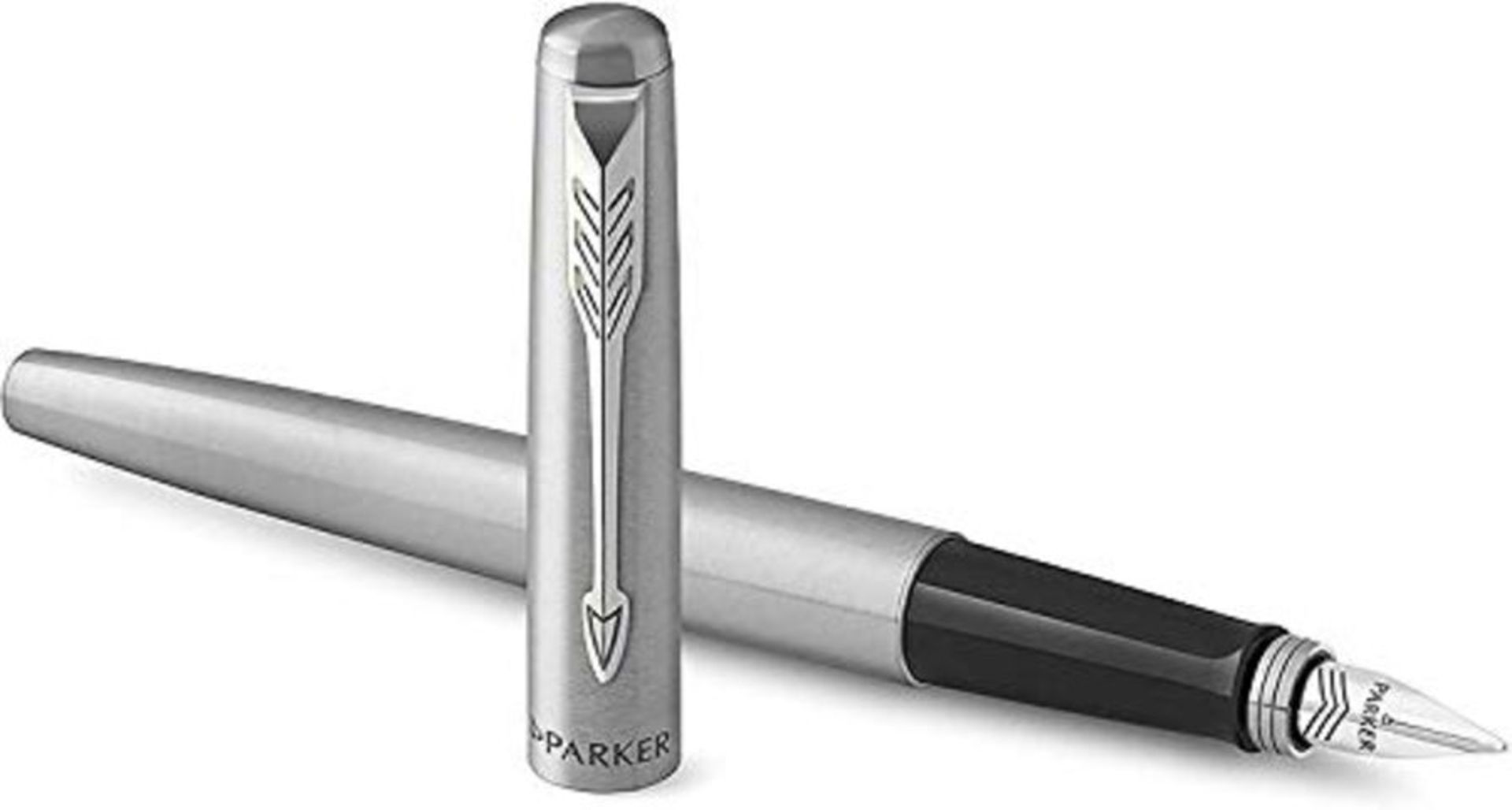 Parker Jotter Fountain Pen | Stainless Steel with Chrome Trim | Medium Nib Blue Ink |