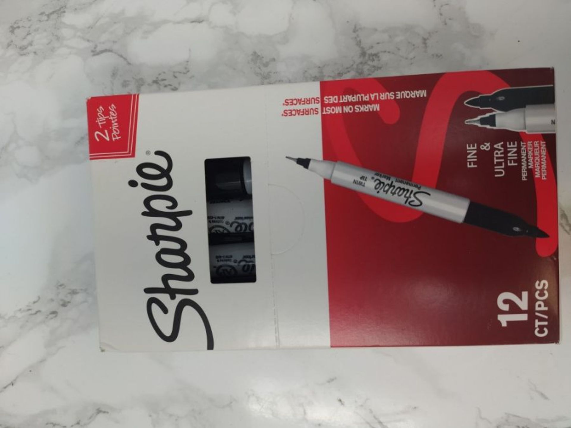 Sharpie Twin Tip Permanent Markers | Fine & Ultra-Fine Points | Black | 12 Count - Image 2 of 2