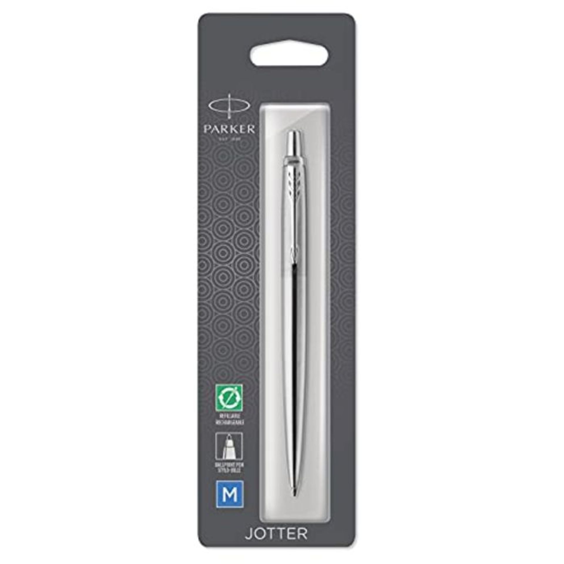 Parker Jotter Ballpoint Pen | Stainless Steel with Chrome Trim | Medium Point Blue Ink