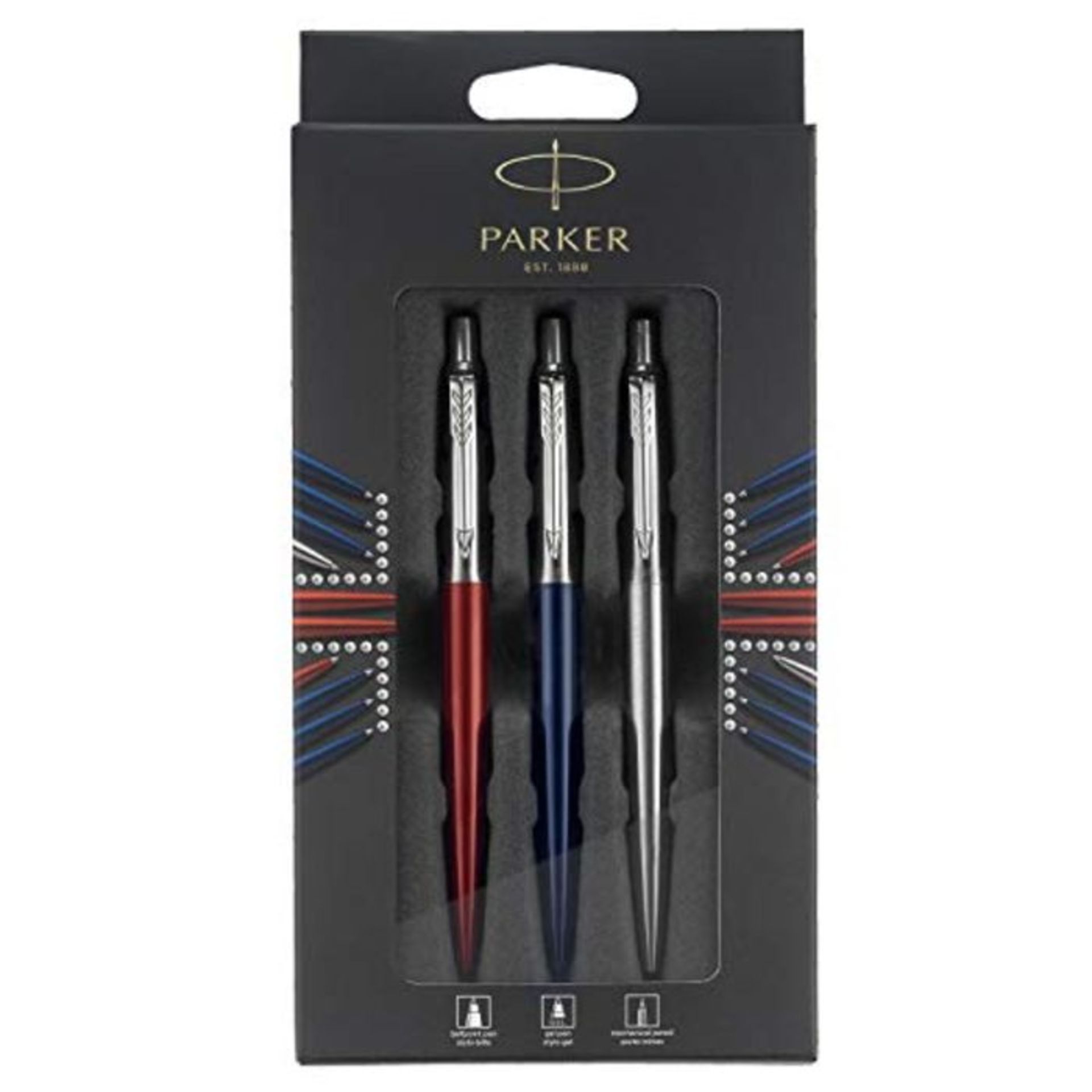 Parker Jotter London Trio Discovery Pack: Ballpoint Pen (Royal Blue), Gel Pen (Red Ken