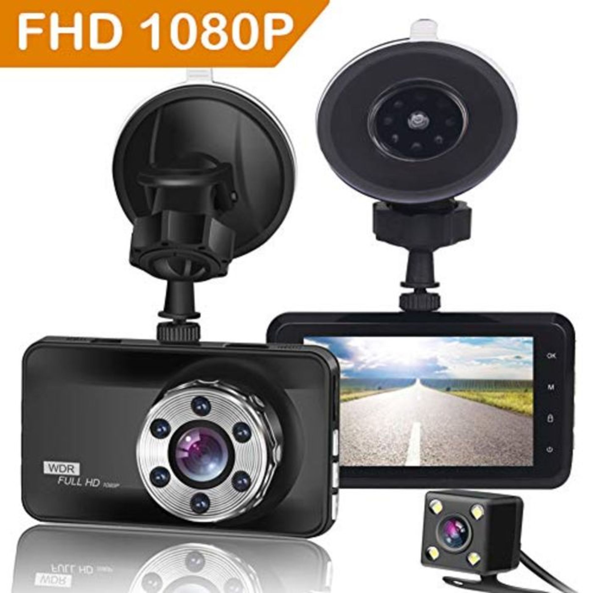 ORSKEY Dash Cam Front and Rear 1080P Full HD Dual Dash Camera In Car Camera Dashboard