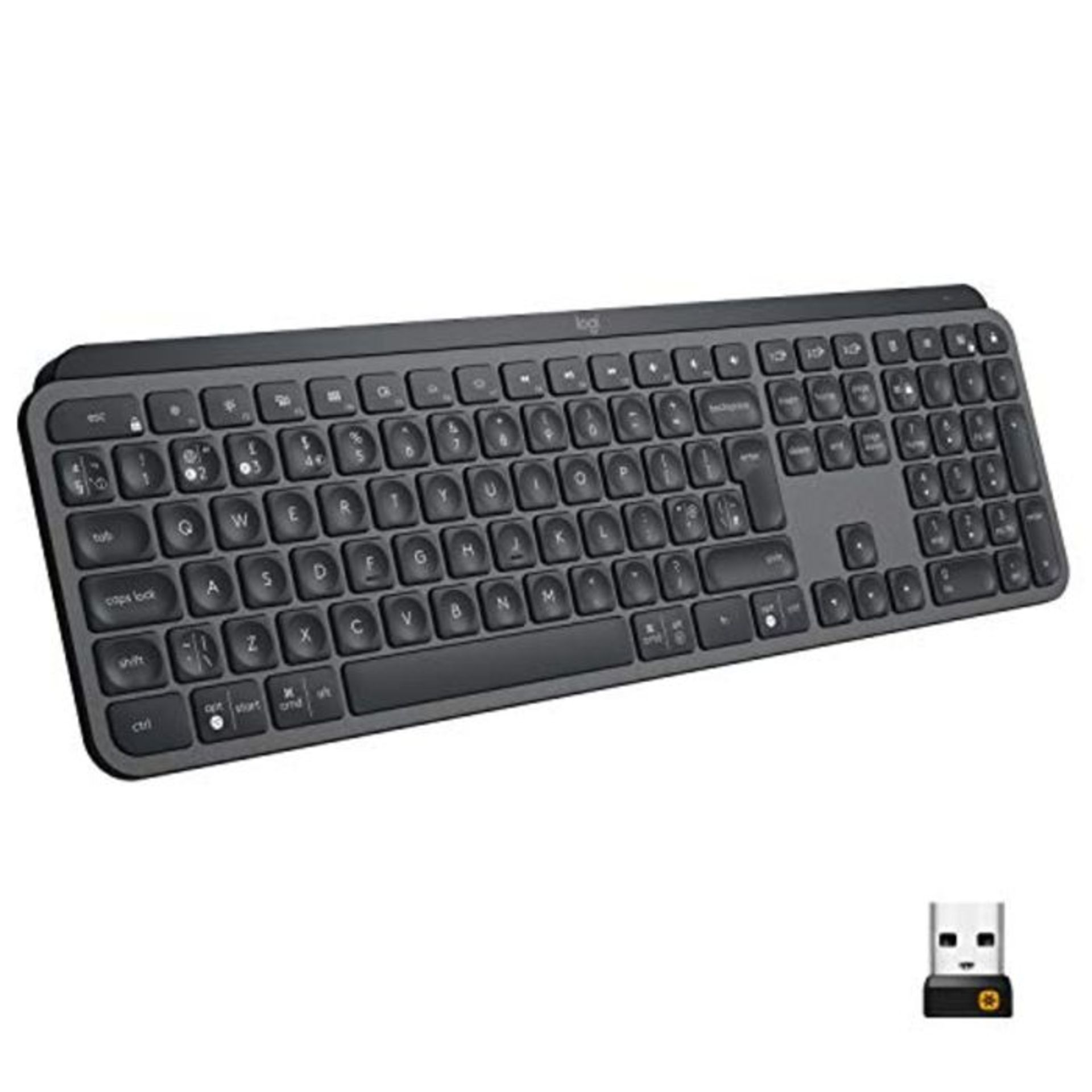 RRP £90.00 Logitech MX Keys Advanced Illuminated Wireless Keyboard, Bluetooth, Tactile Responsive