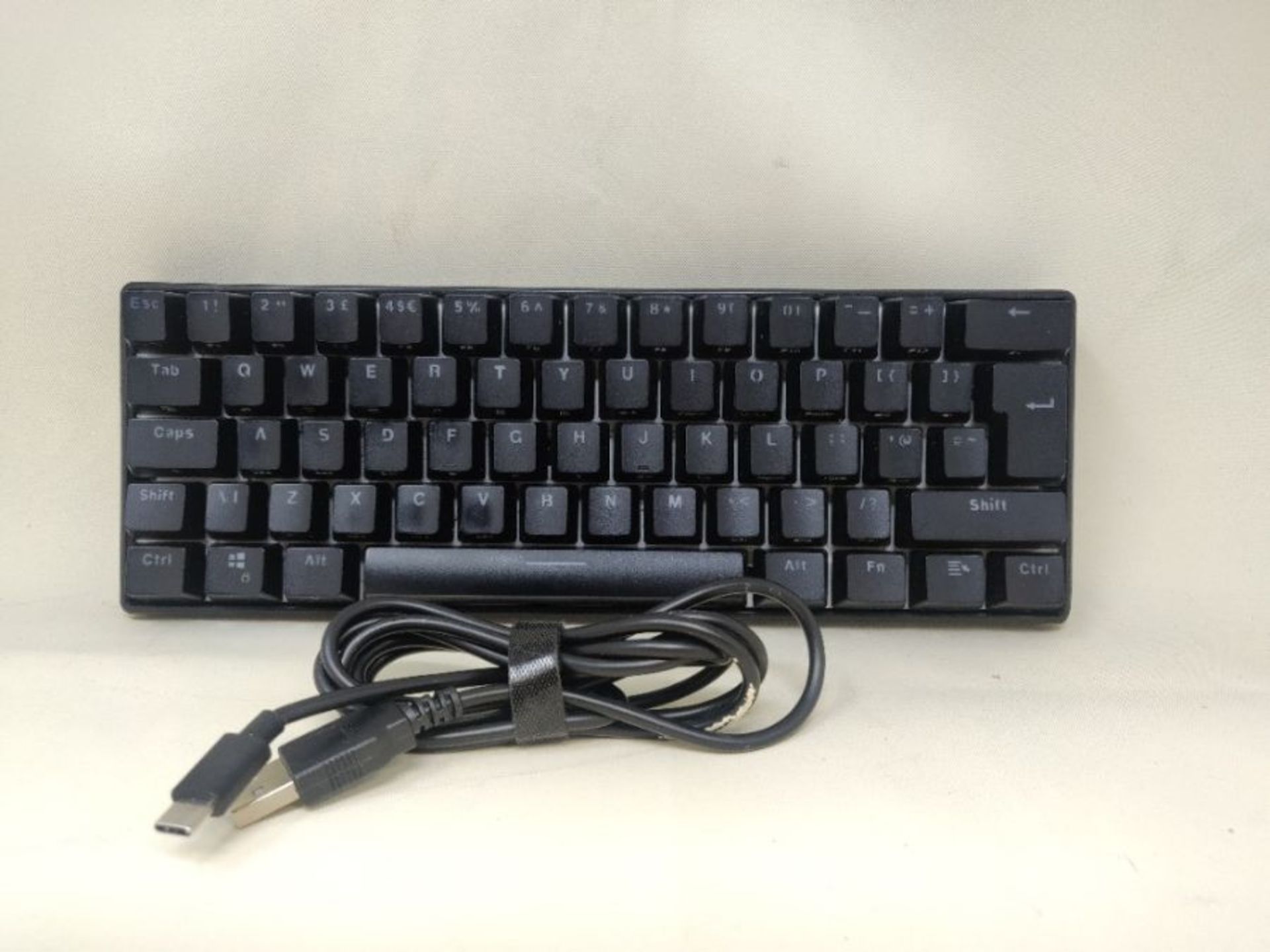 UK Layout 60% True Mechanical Gaming Keyboard Type C Wired 61 Keys LED Backlit USB Wat - Image 2 of 2