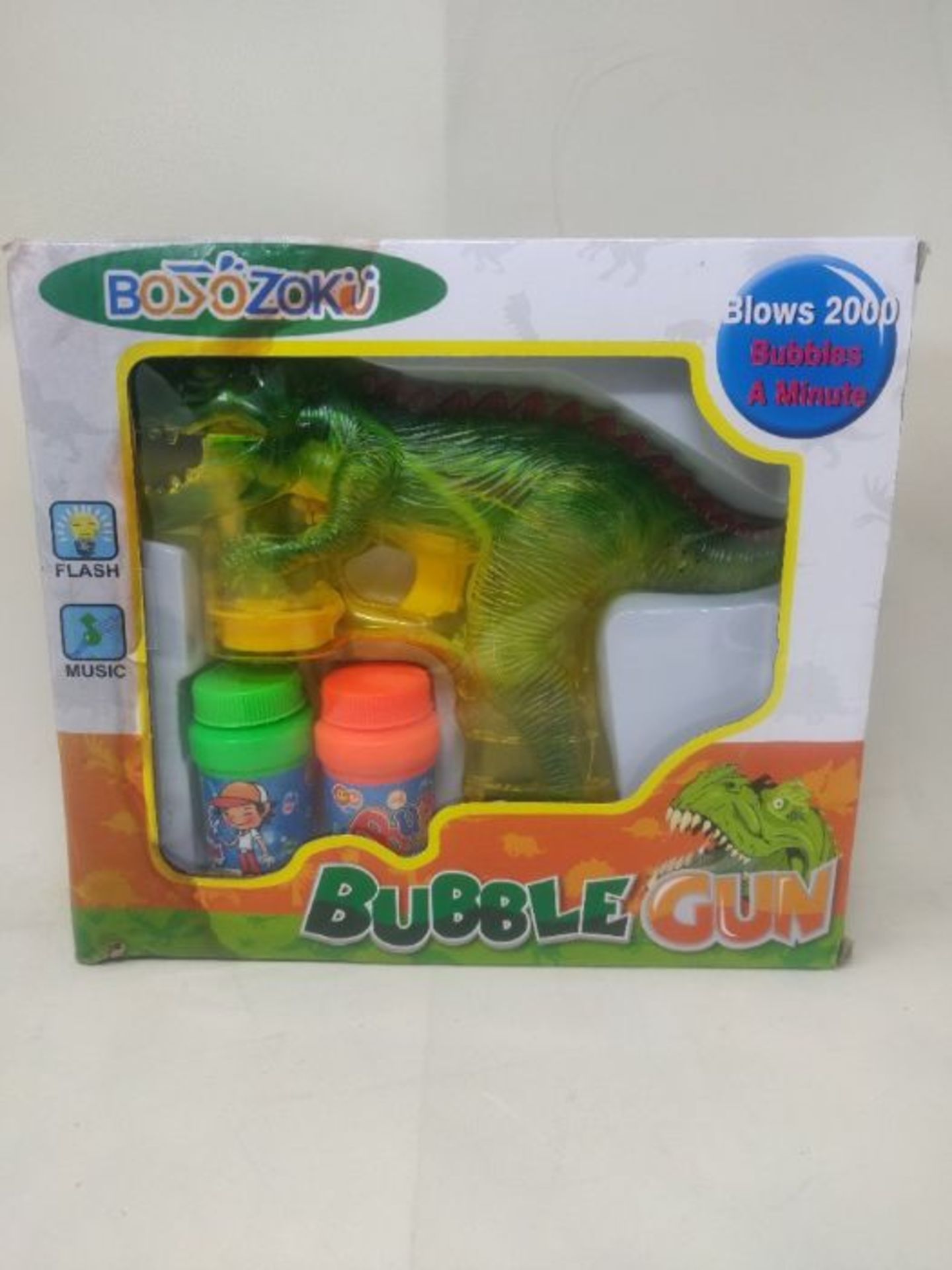 Bubble Machine Dinosaur Bubble Gun Automatic Bubble Machine with 2 Bottles Bubble Refi - Image 2 of 3