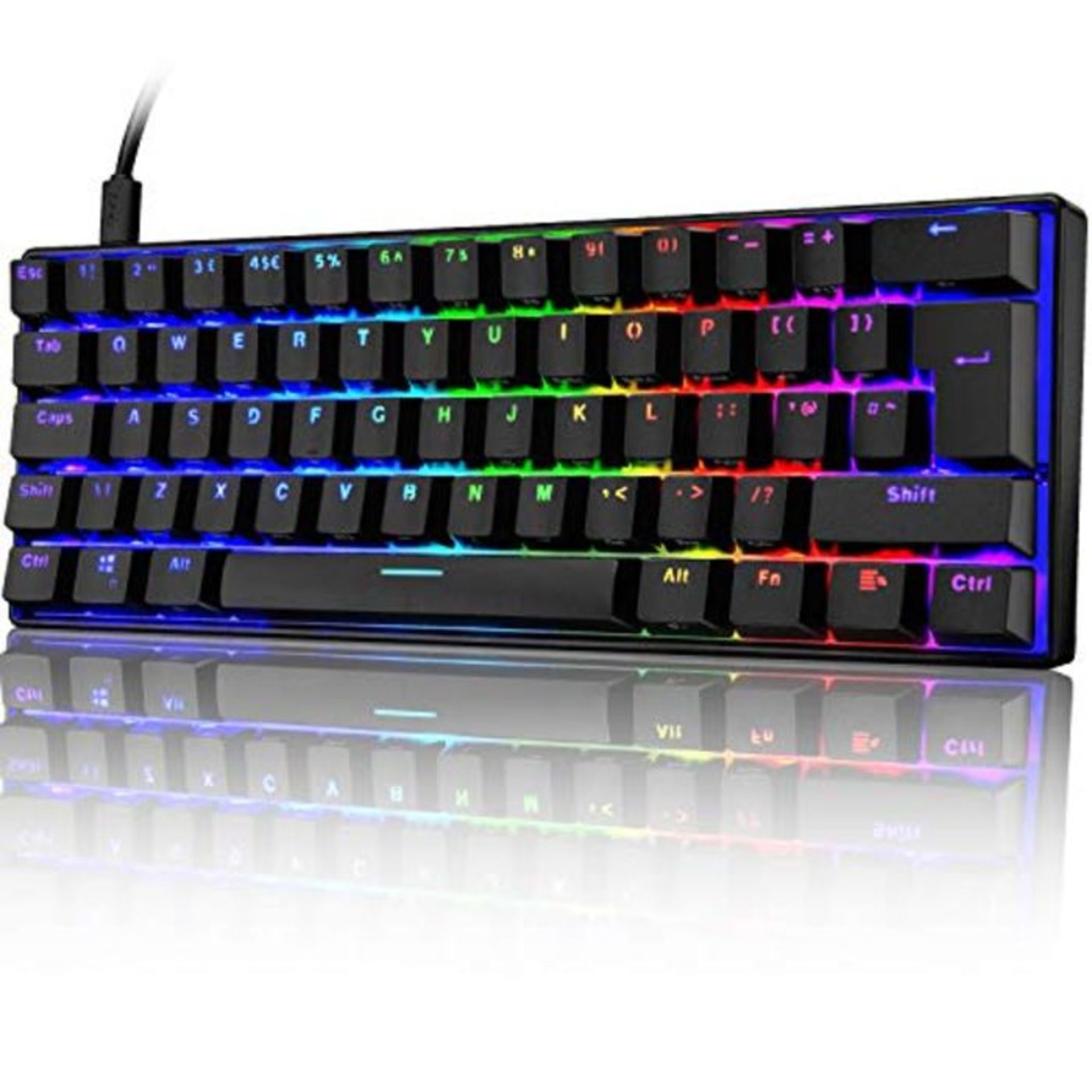 UK Layout 60% True Mechanical Gaming Keyboard Type C Wired 61 Keys LED Backlit USB Wat