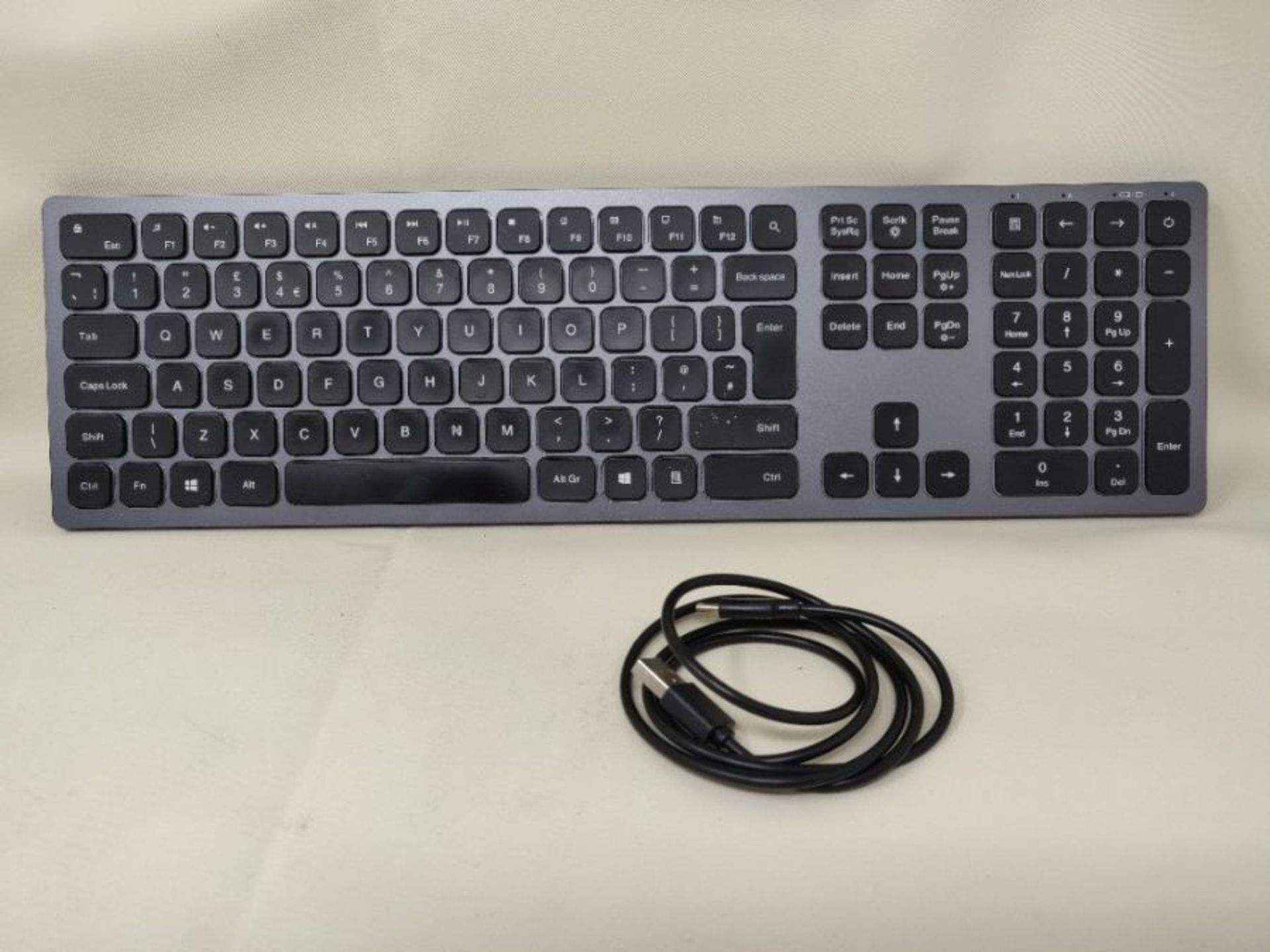 Wireless Backlit Keyboard,Seenda 2.4G Rechargeable USB Wireless Keyboard White Illumin - Bild 3 aus 3