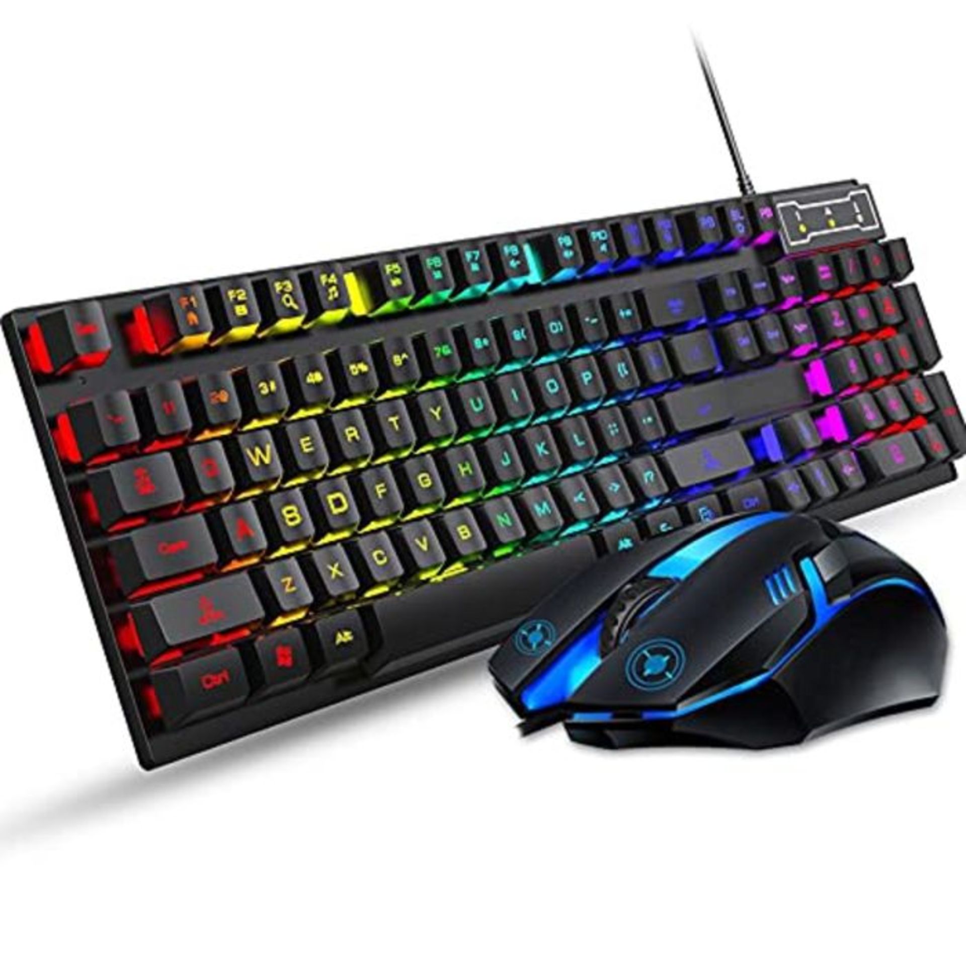 Rainbow Lit Gaming Keyboard and Mouse Mechanical Feel