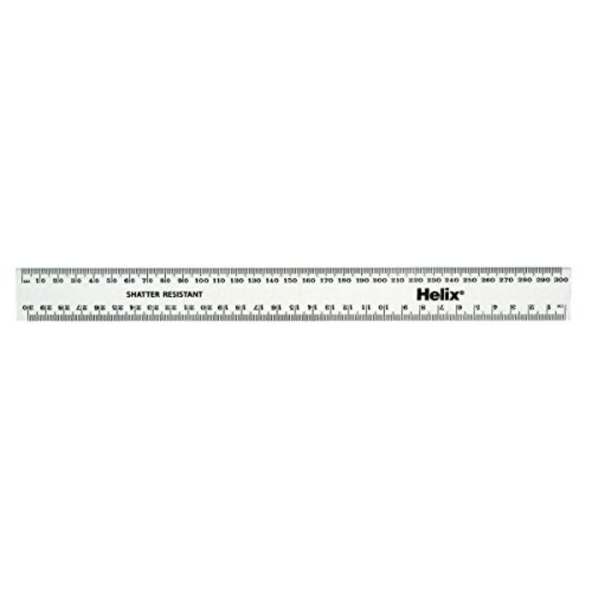 Helix 30cm Metric Clear Shatter Resistant Ruler (Box of 100)