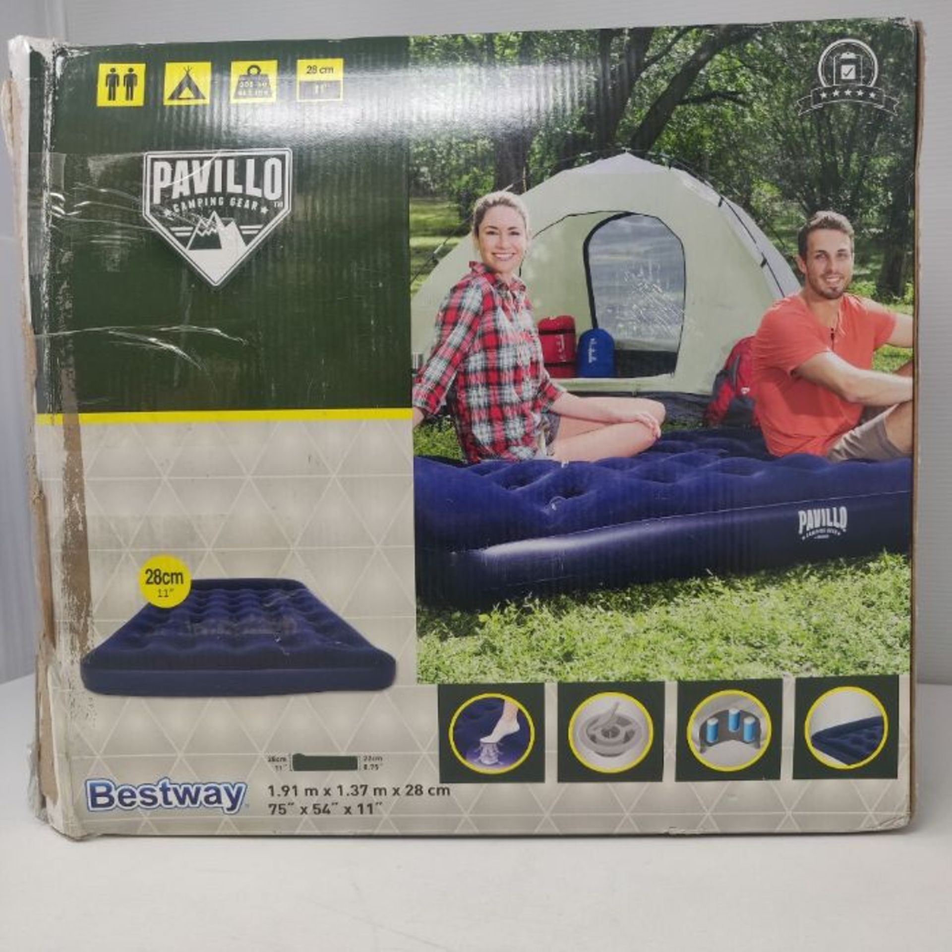 Pavillo Airbed Quick Inflation Outdoor Camping Air Mattress with Built-In Foot Pump, B - Image 2 of 2