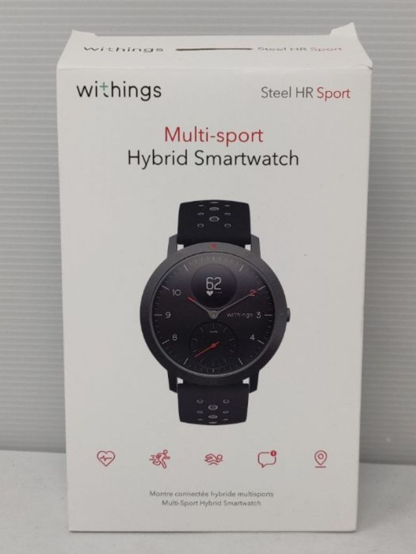 RRP £141.00 [CRACKED] Withings Steel HR Sport - Multisport hybrid Smartwatch, connected GPS, heart - Image 2 of 3