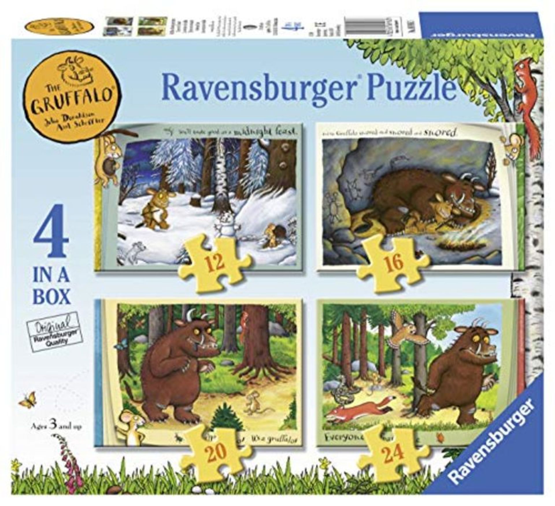 Ravensburger The Gruffalo 4 in Box (12, 16, 20, 24 Pieces) Jigsaw Puzzles for Kids Age