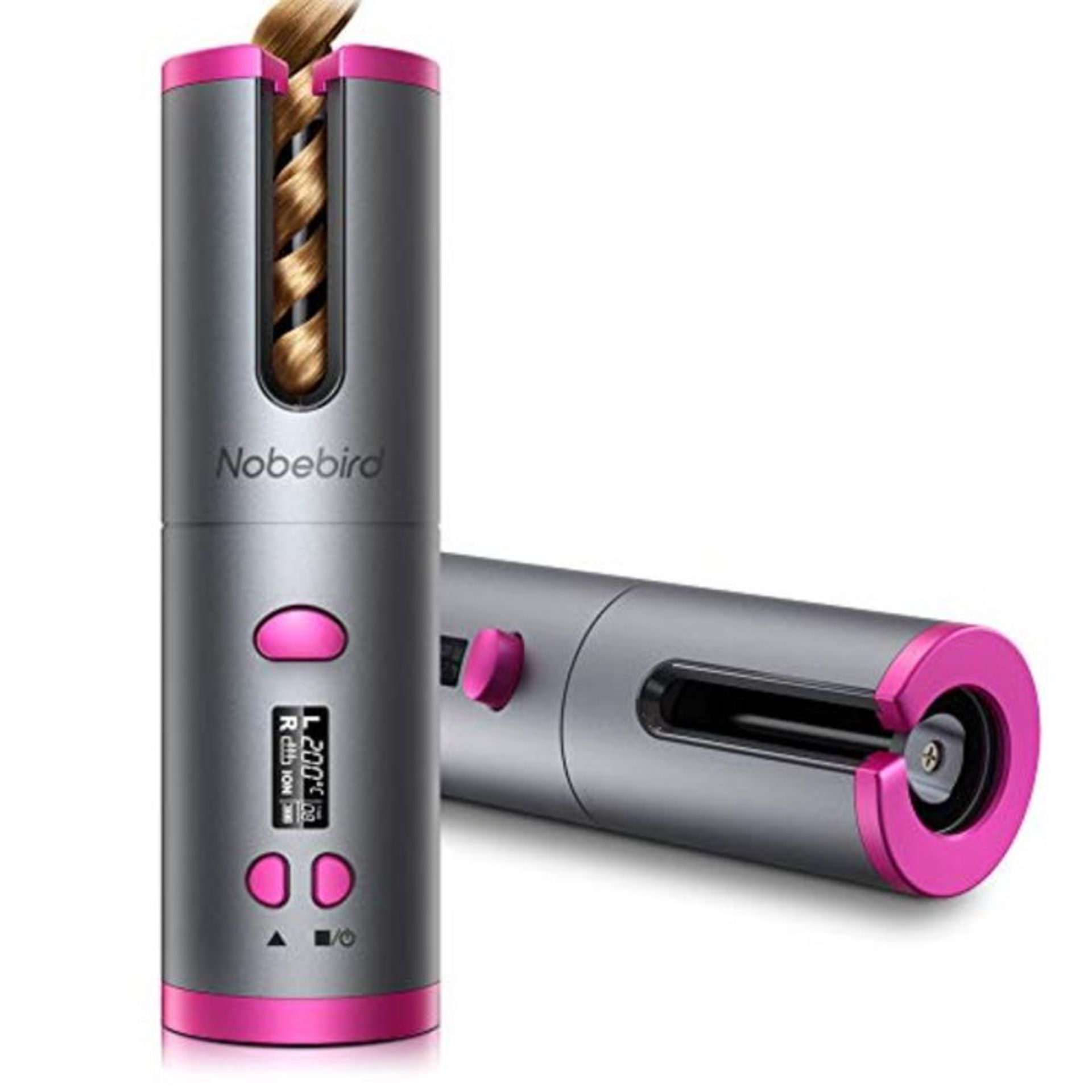 Nobebird Cordless Auto Curler, Automatic Hair Curler with LCD Display&Timer, 6 Adjusta