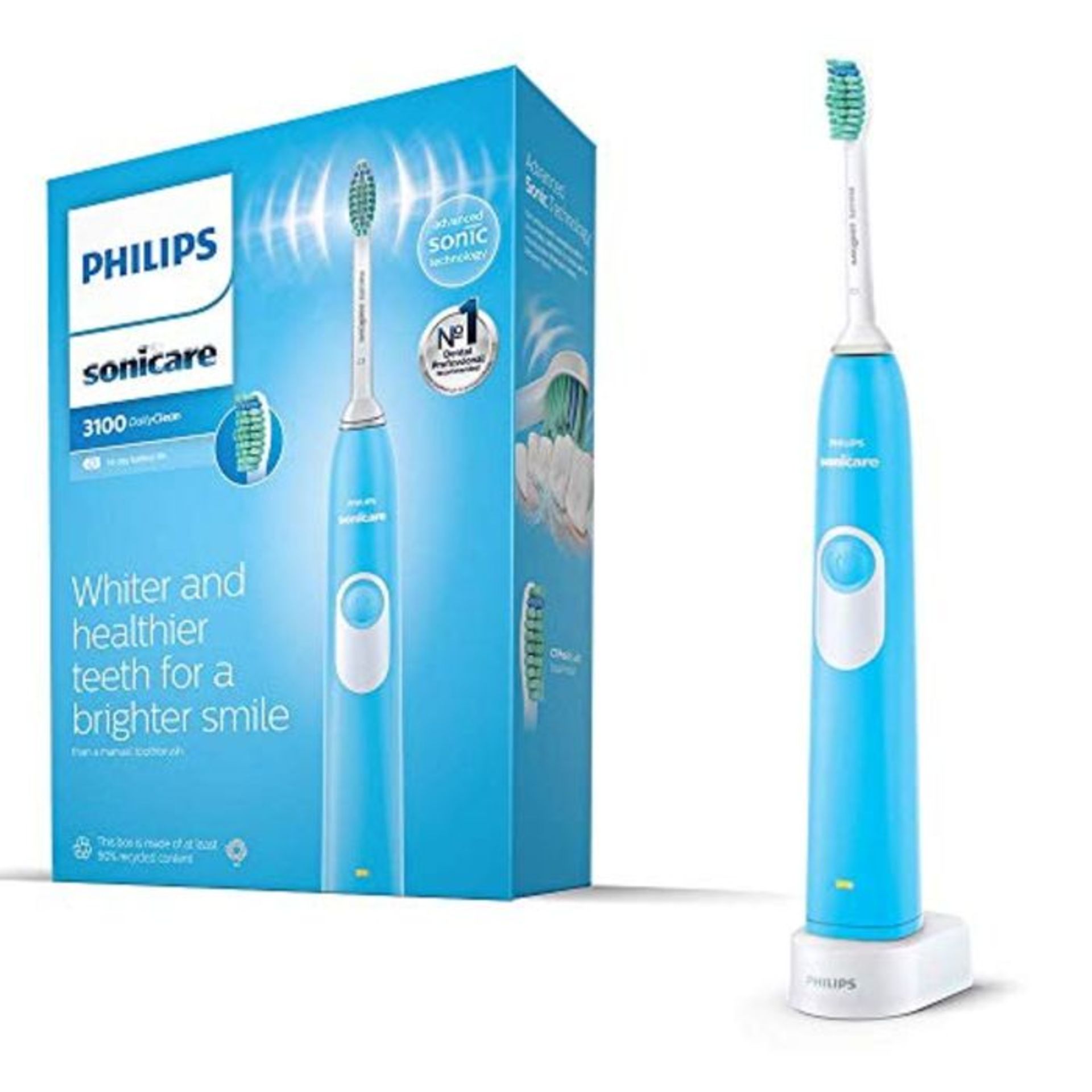 Philips Sonicare DailyClean 3100 Electric Toothbrush, Blue (UK 2-Pin Bathroom Plug) HX