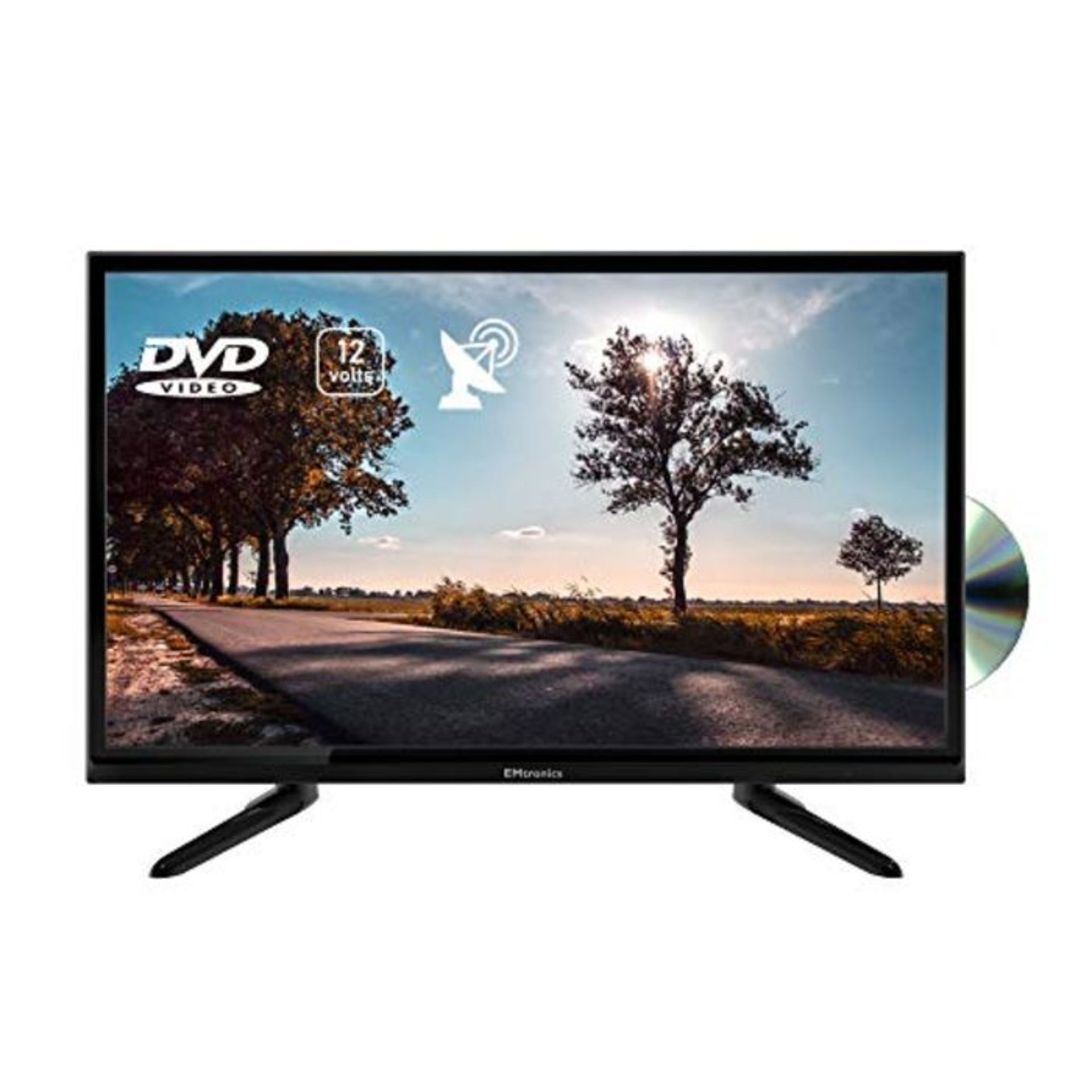 RRP £155.00 EMtronics 24" Inch 720p 12 Volt TV with DVD, HDMI, USB PVR and Satellite Tuner with 12