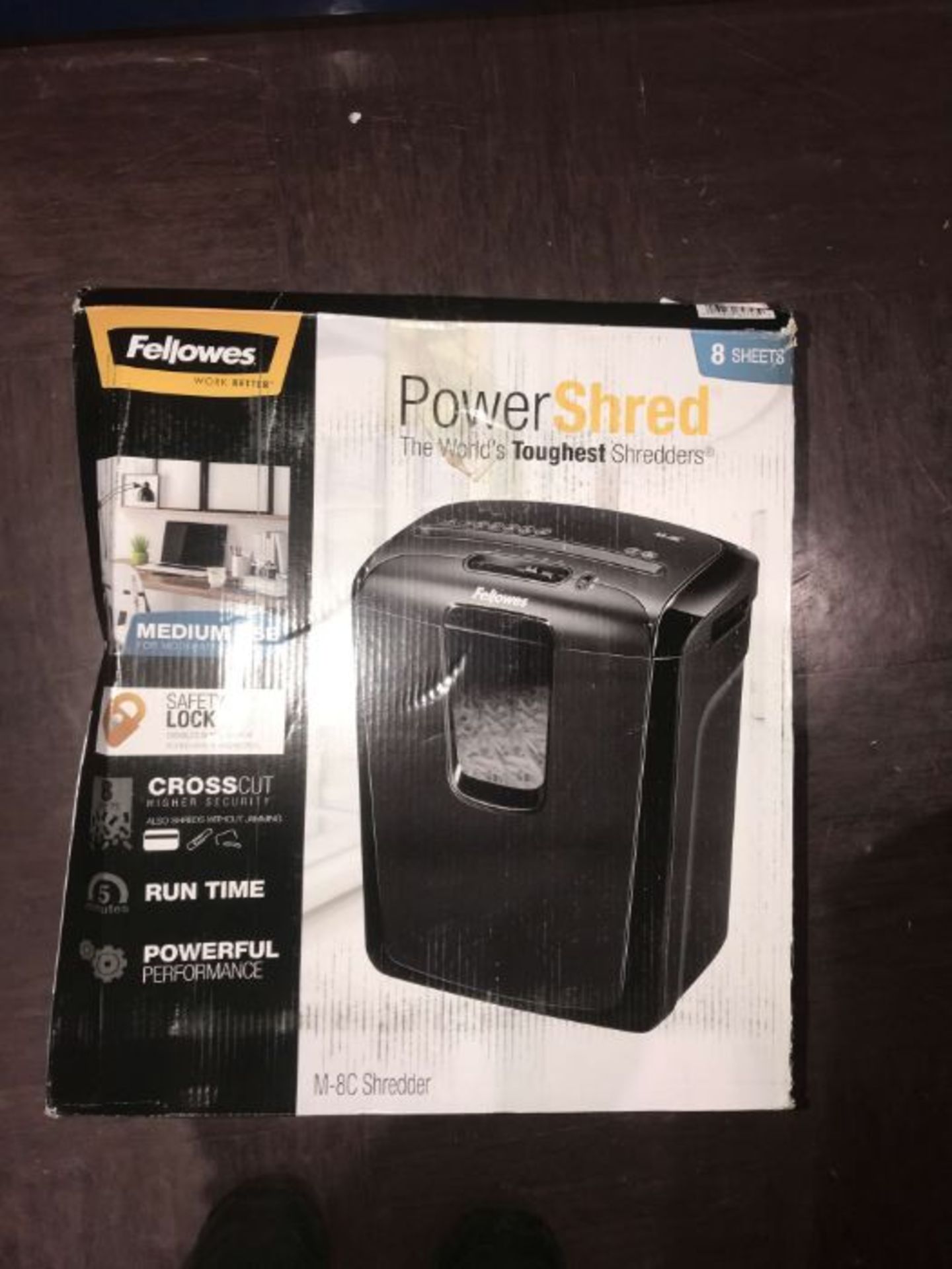 Fellowes Powershred M-8C 8 Sheet Cross Cut Personal Shredder With Safety Lock, Black - Image 2 of 2