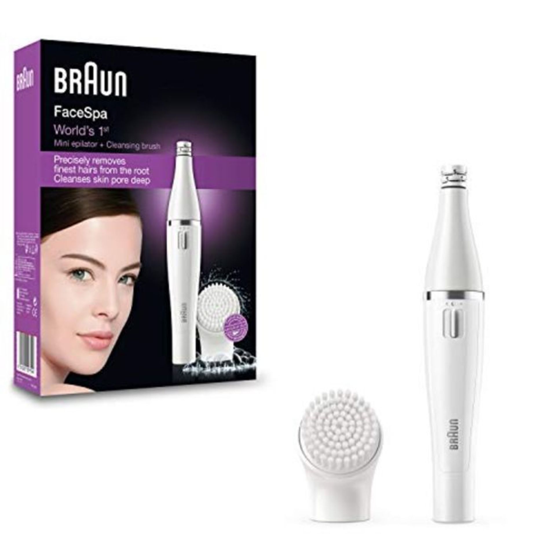 Braun Face 810 Facial Epilator, Hair Removal and Facial Cleansing, with Additional Bru